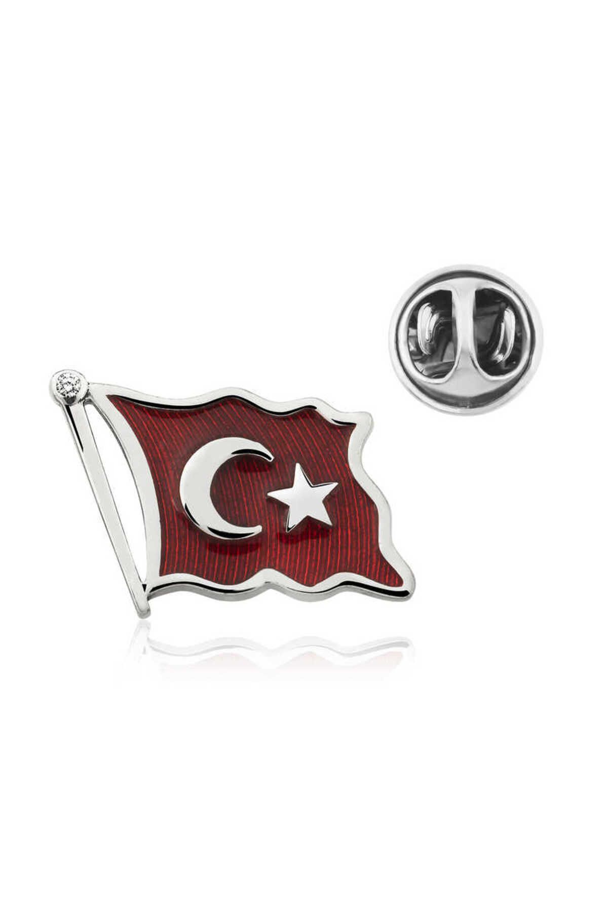 BESKAR Gümüş Türk Bayrağı Rozet