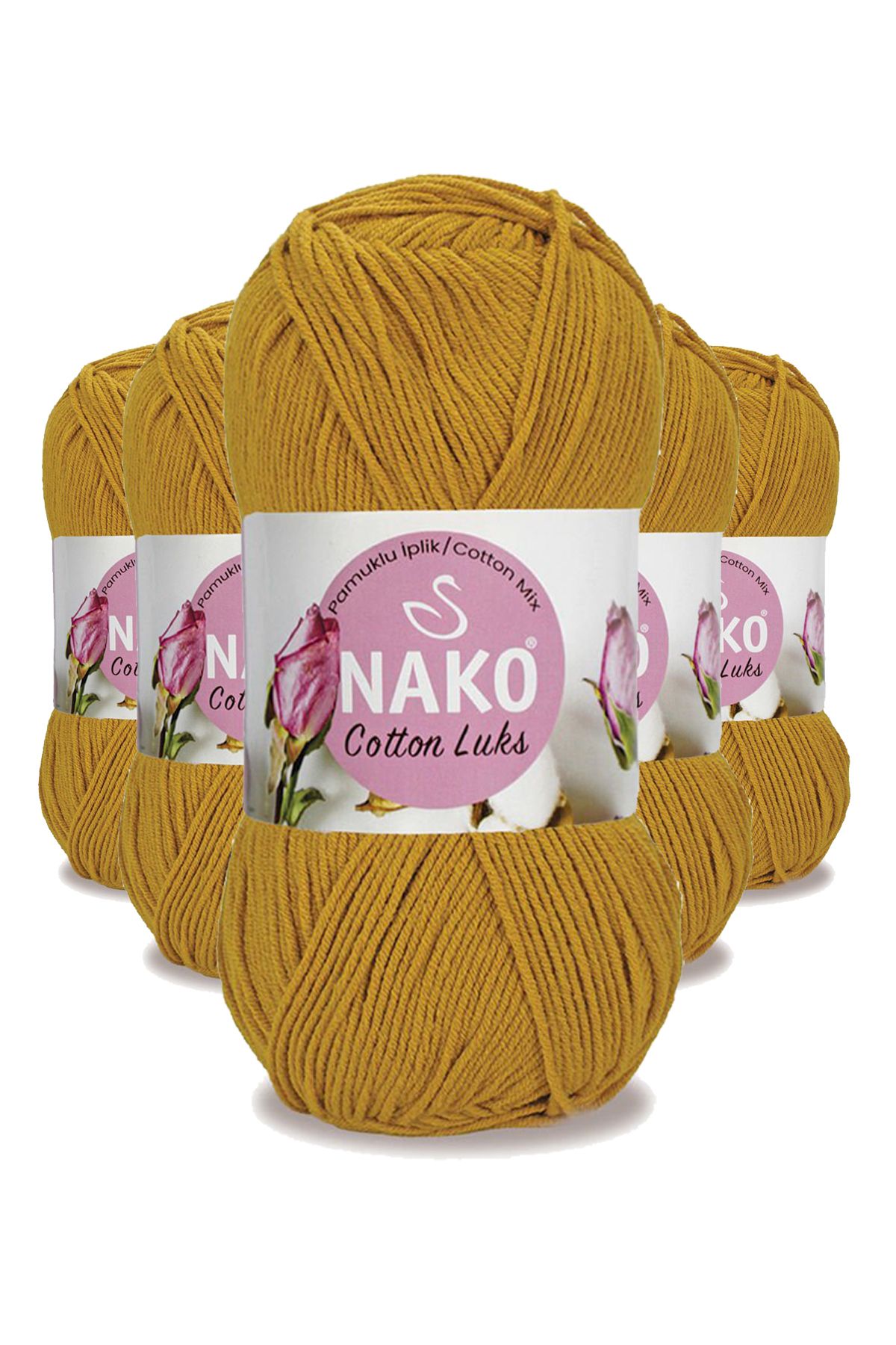 Nako 5 Adet Cotton Lüks Yelek Tunik Kazak Bluz Hırka İpi Yünü Hardal 97555
