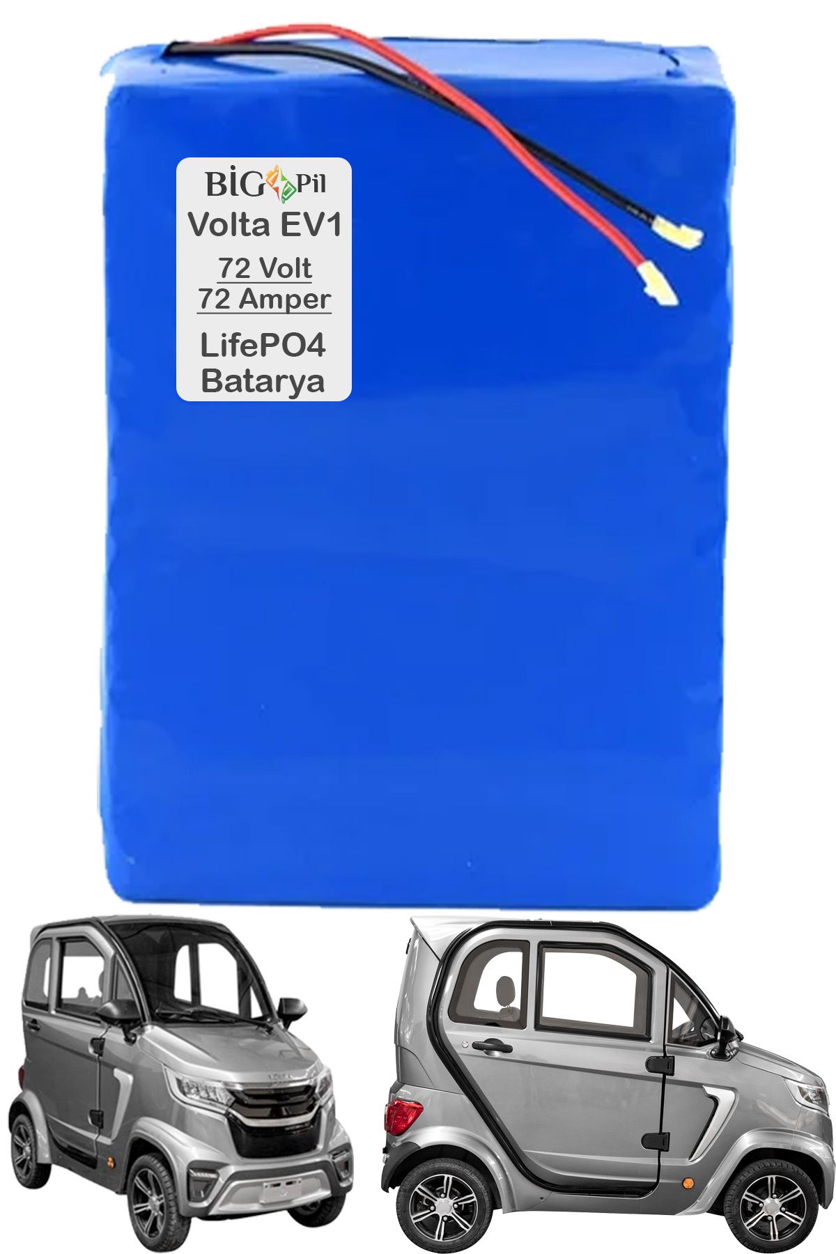Big Pil Volta EV1 Elektrikli Araba Bataryası 72 Volt 72 Amper Smart LiFePO4 Batarya