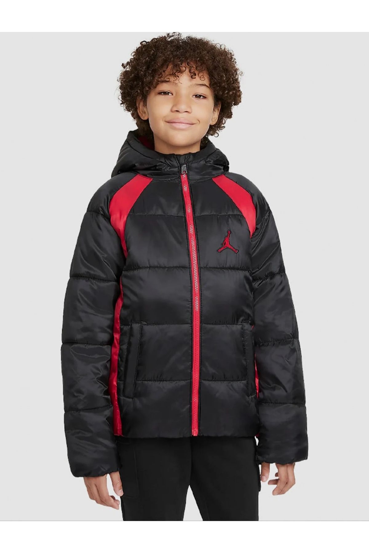 Nike Jordan Puffer Jacket Black/ Red Çocuk Mont 95A636-023