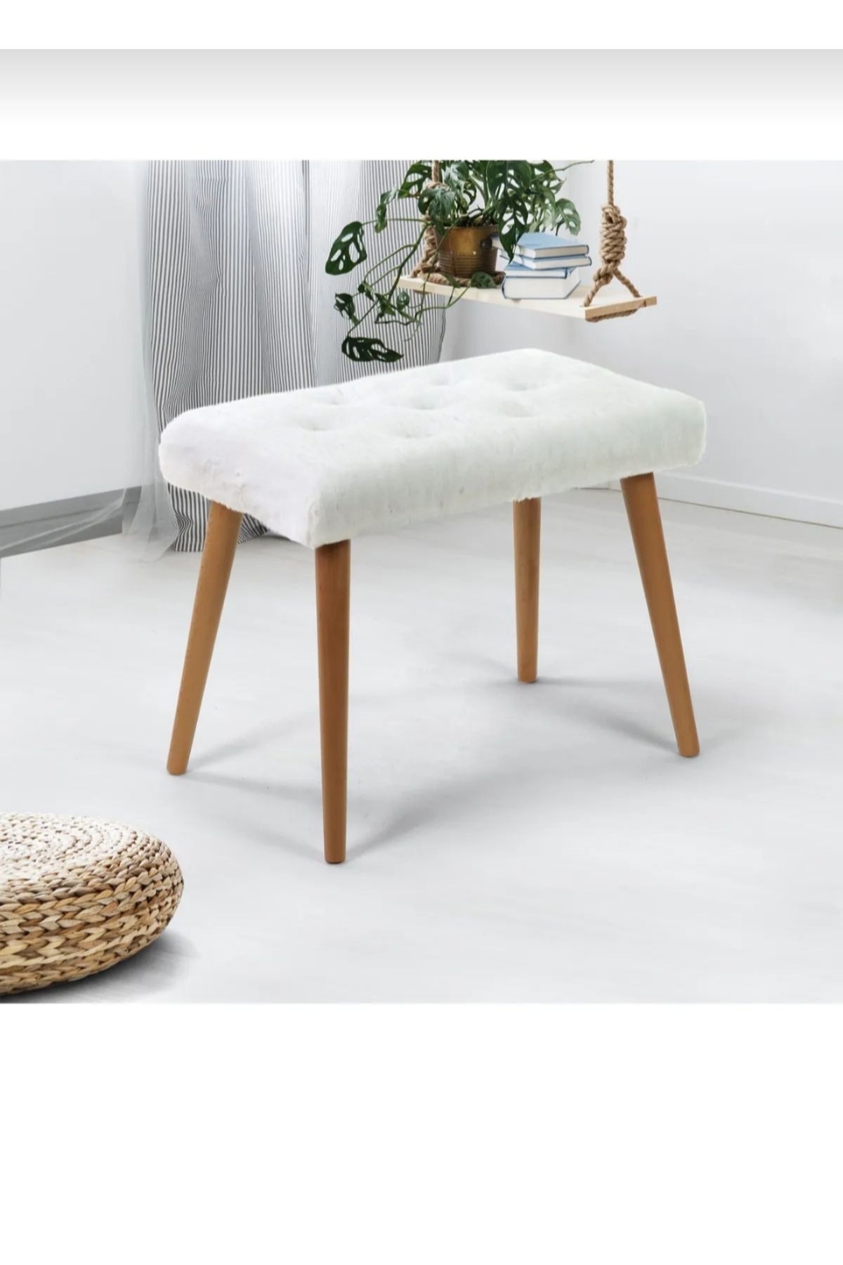 T.ipekli Beyaz puf berjer çocuk koltuğu puf çay seti makyaj masası oturak sandalye kedi yatağı yatak