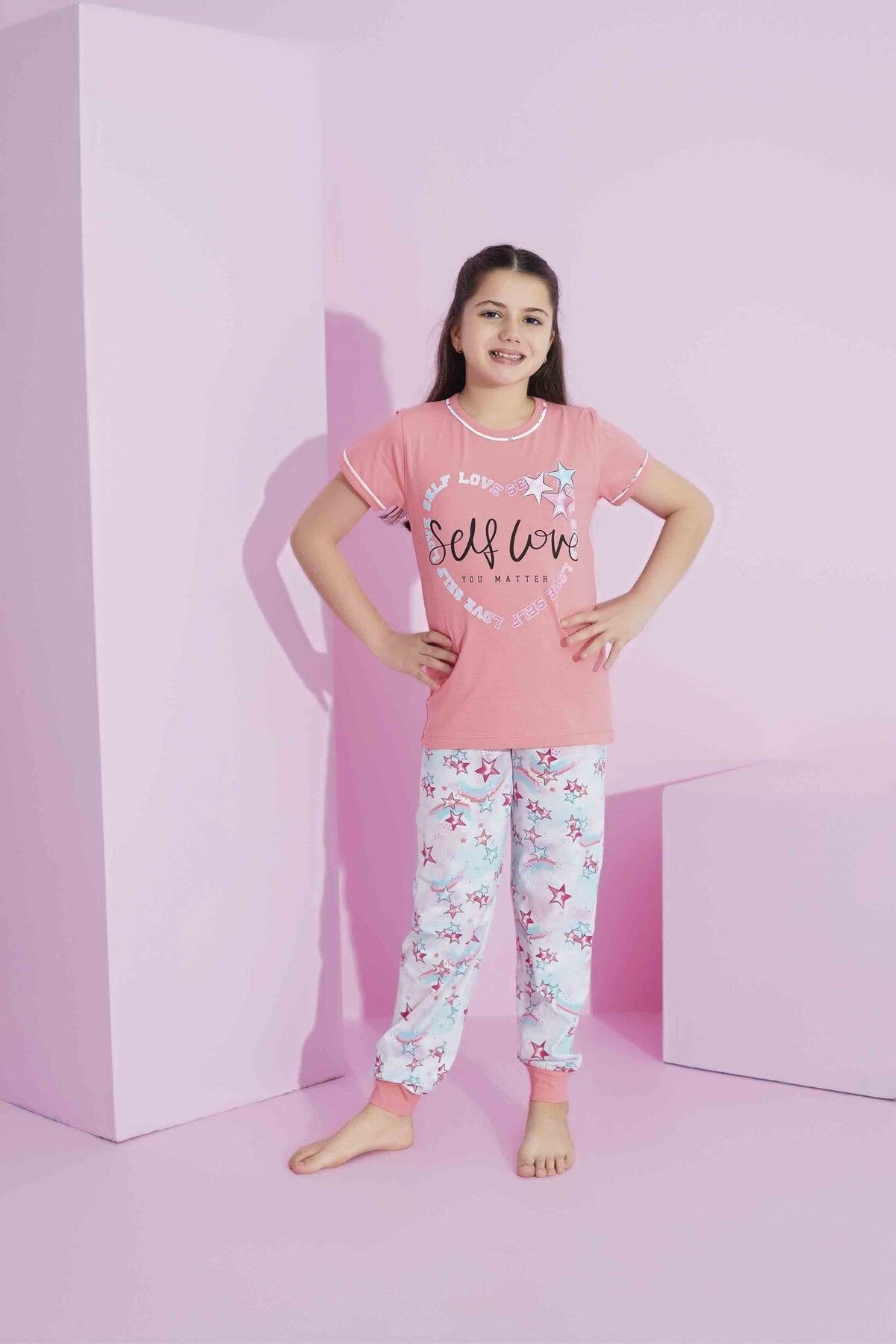 Tarık Kız Çocuk Pamuklu Kısa Kol Pijama Takımı