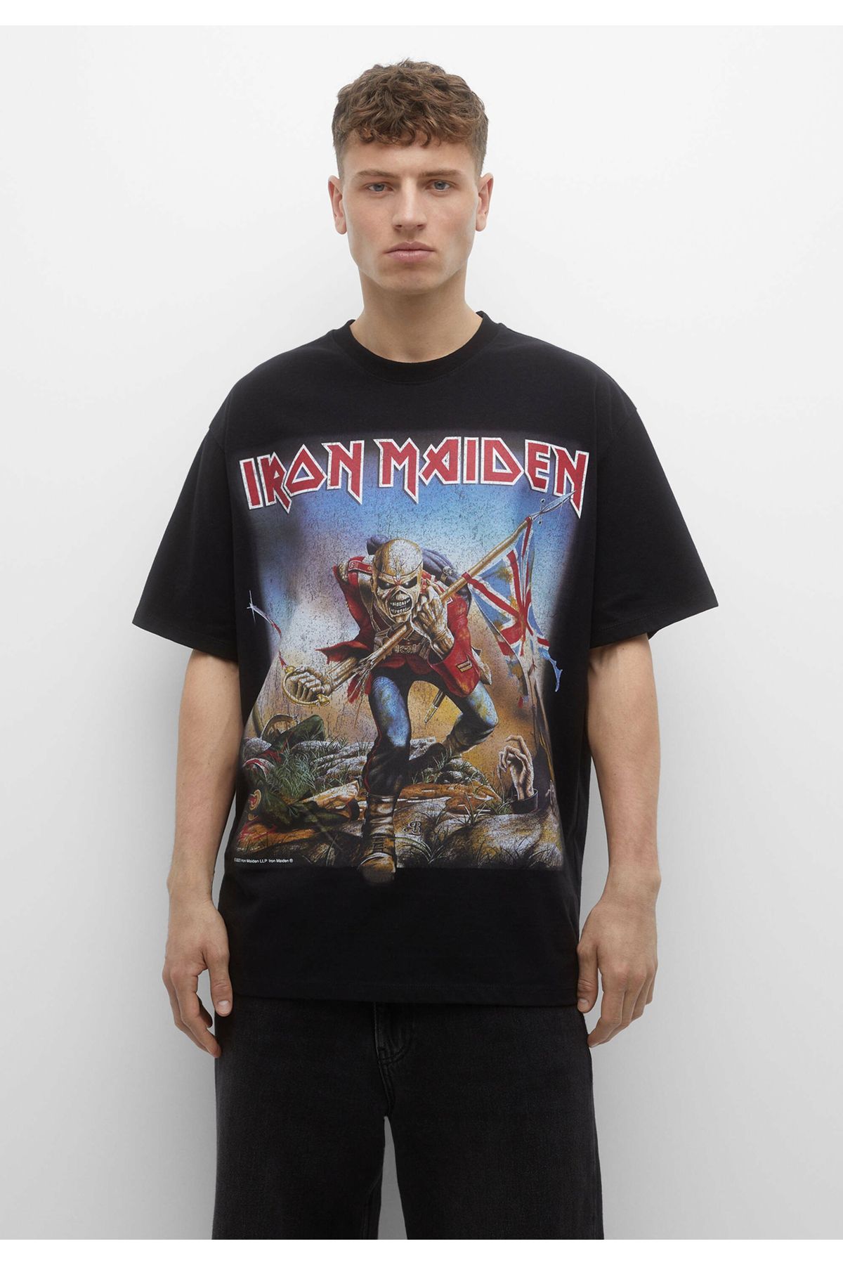 Renkli Store PB Iron Maiden Ön Baskılı Unisex Tişört - Siyah