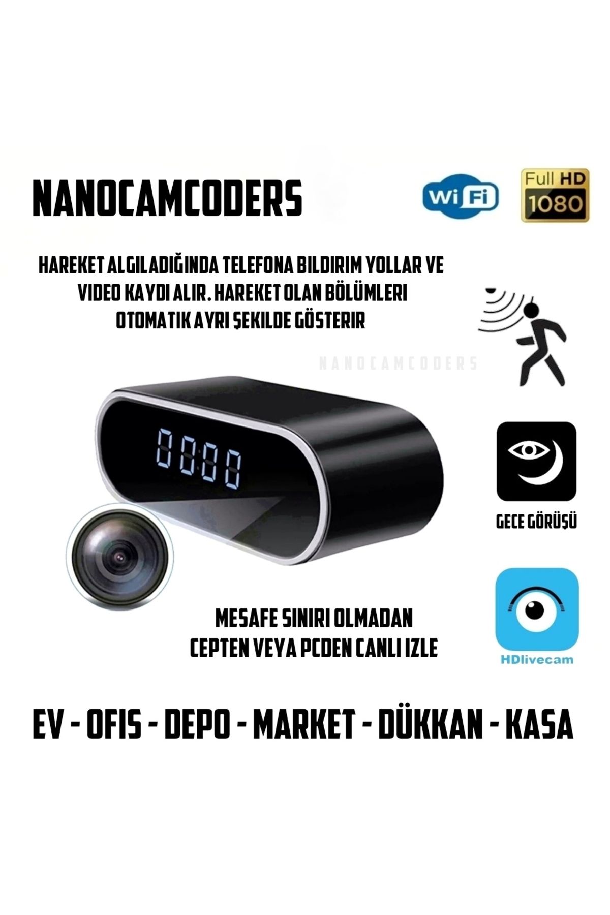 Nanocamcoders 1080p Gizli Saat Kamera Mini Wifi Güvenlik Kamerası Mikro Gözetleme Gizli Pır Kamera Msk99