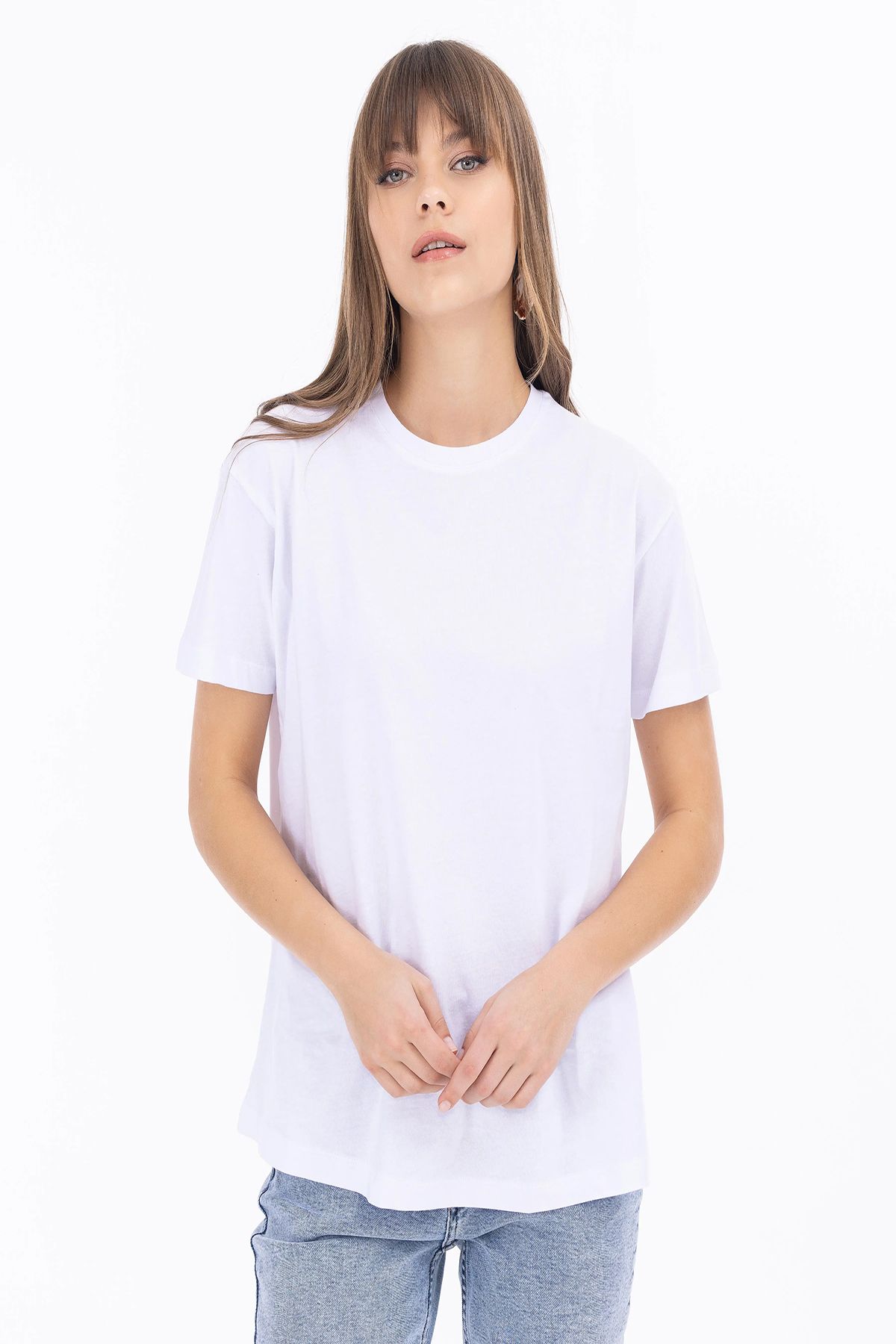 SEÇİL Seçil Sıfır Yaka Beyaz Kadın %100 Pamuk T-shirt 2312001004