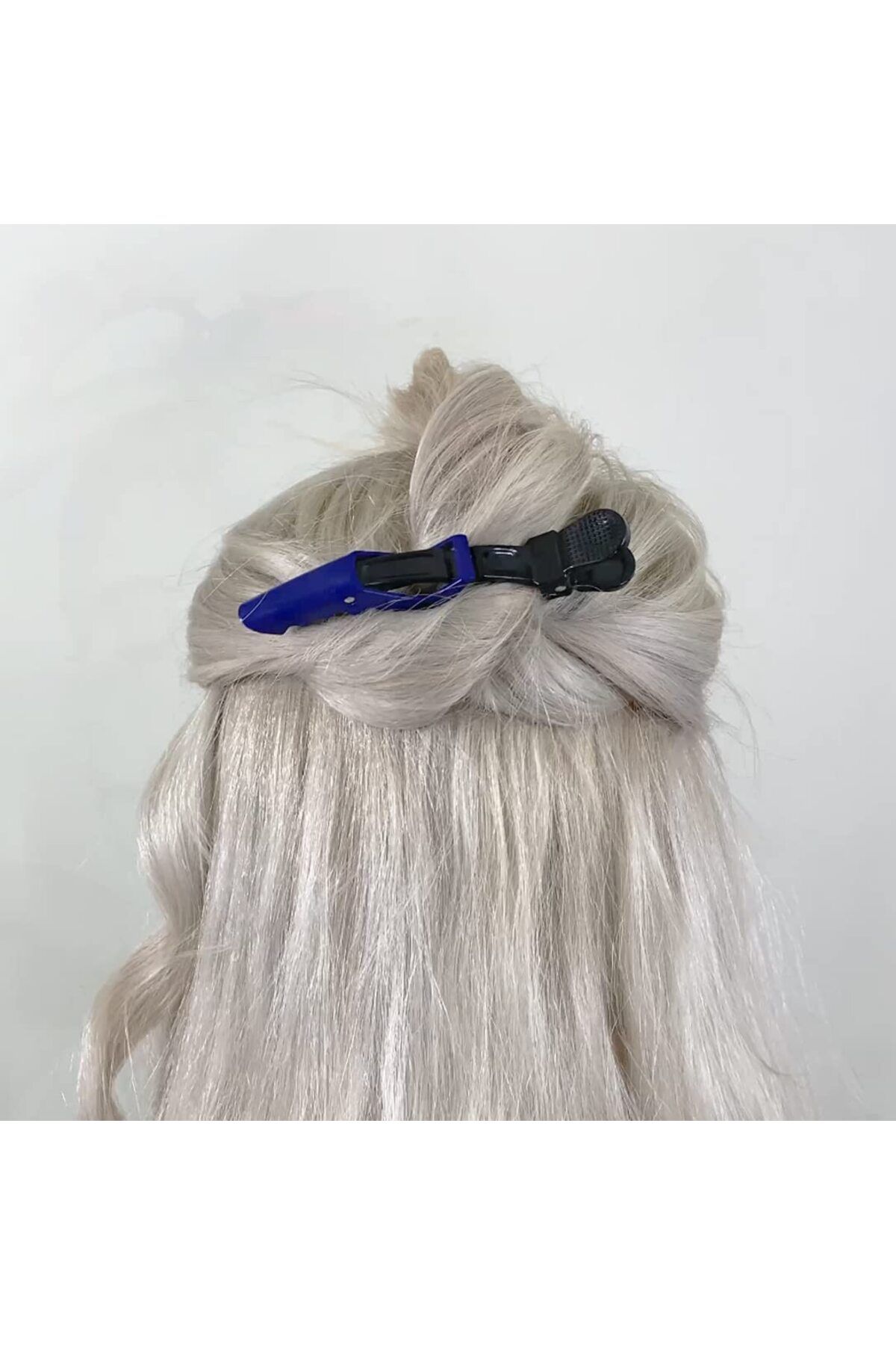 Cinderella 2'li Profesyonel Timsah Model Saç Pensi Mavi Renk - Dragon Kuaför Tokası Makyaj Fön Dalga Saç Tutucu