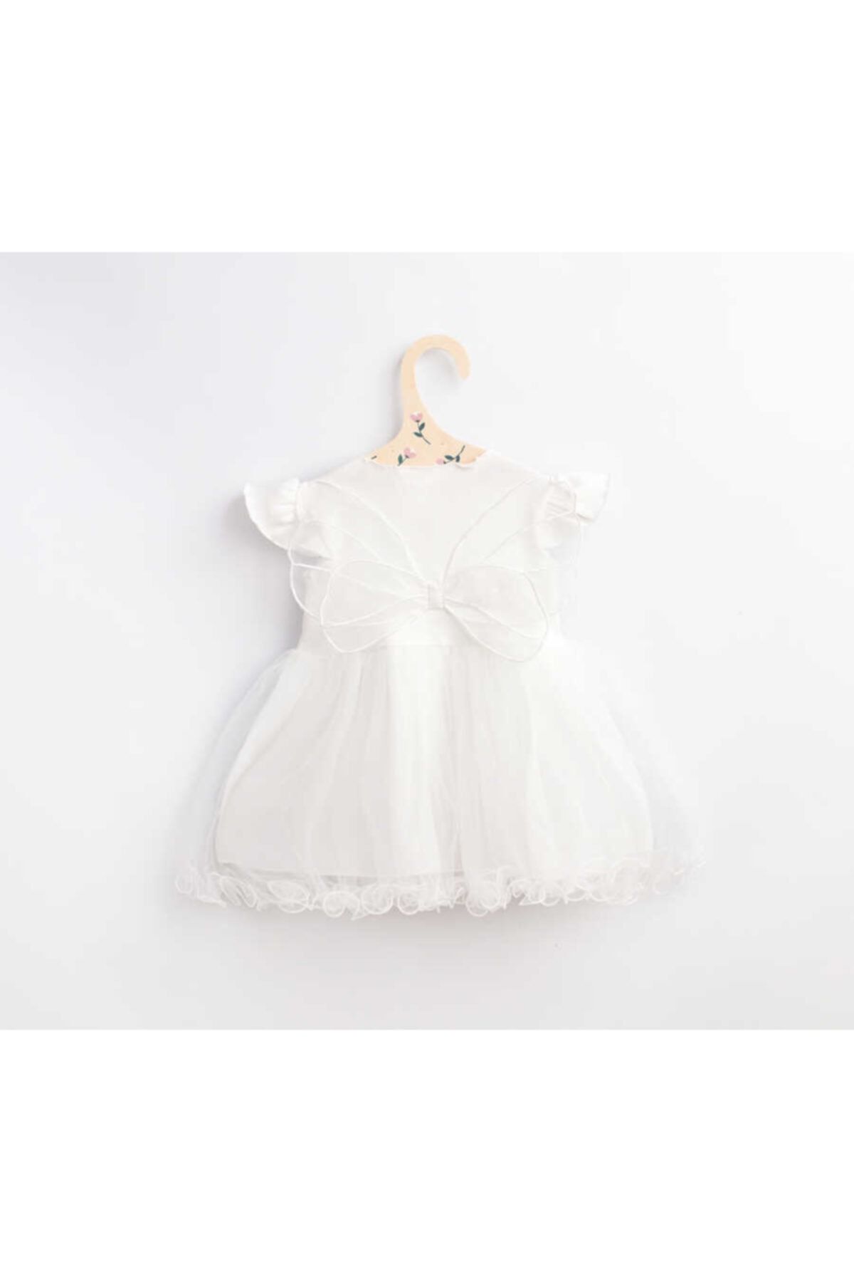 Le Mabelle Beyaz Kelebek Kanatlı Kız Bebek Elbise - Butterfly