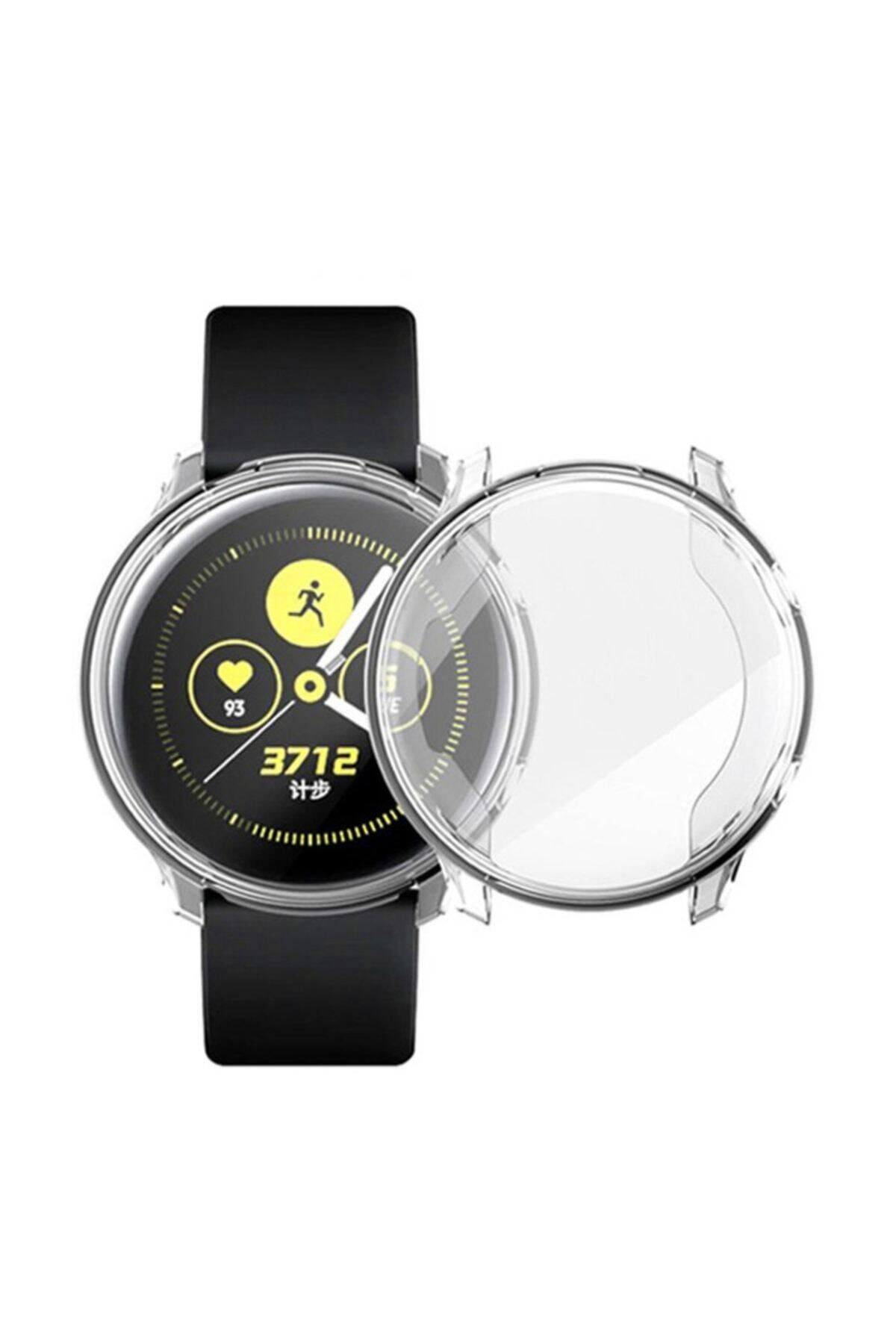 GTC Samsung Galaxy Watch Active 2 44mm Uyumlu Önü Kapalı Tasarım Şeffaf Silikon Kılıf