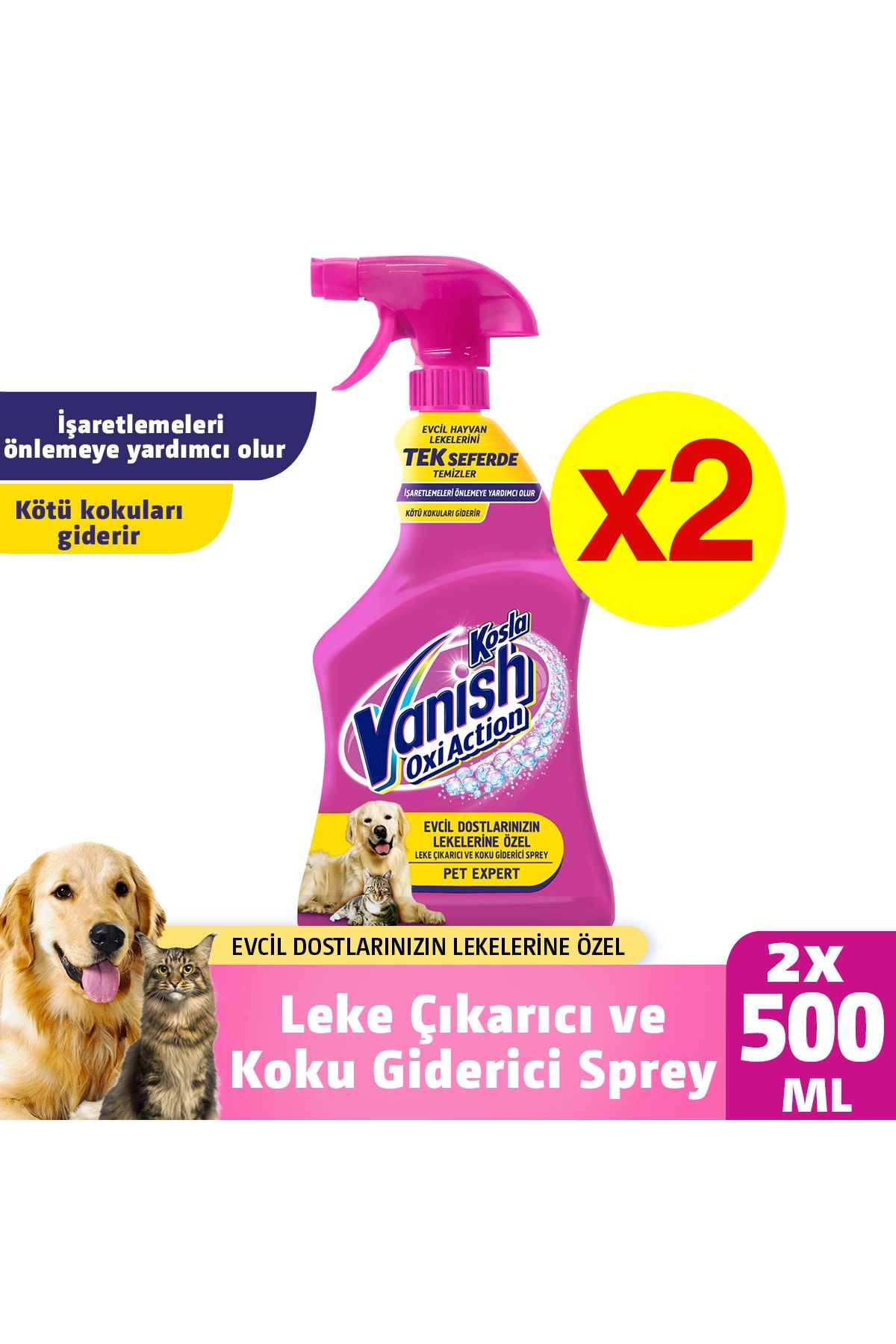 Vanish Kosla Pet Leke Çıkarıcı ve Koku Giderici Sprey 2x500 ml