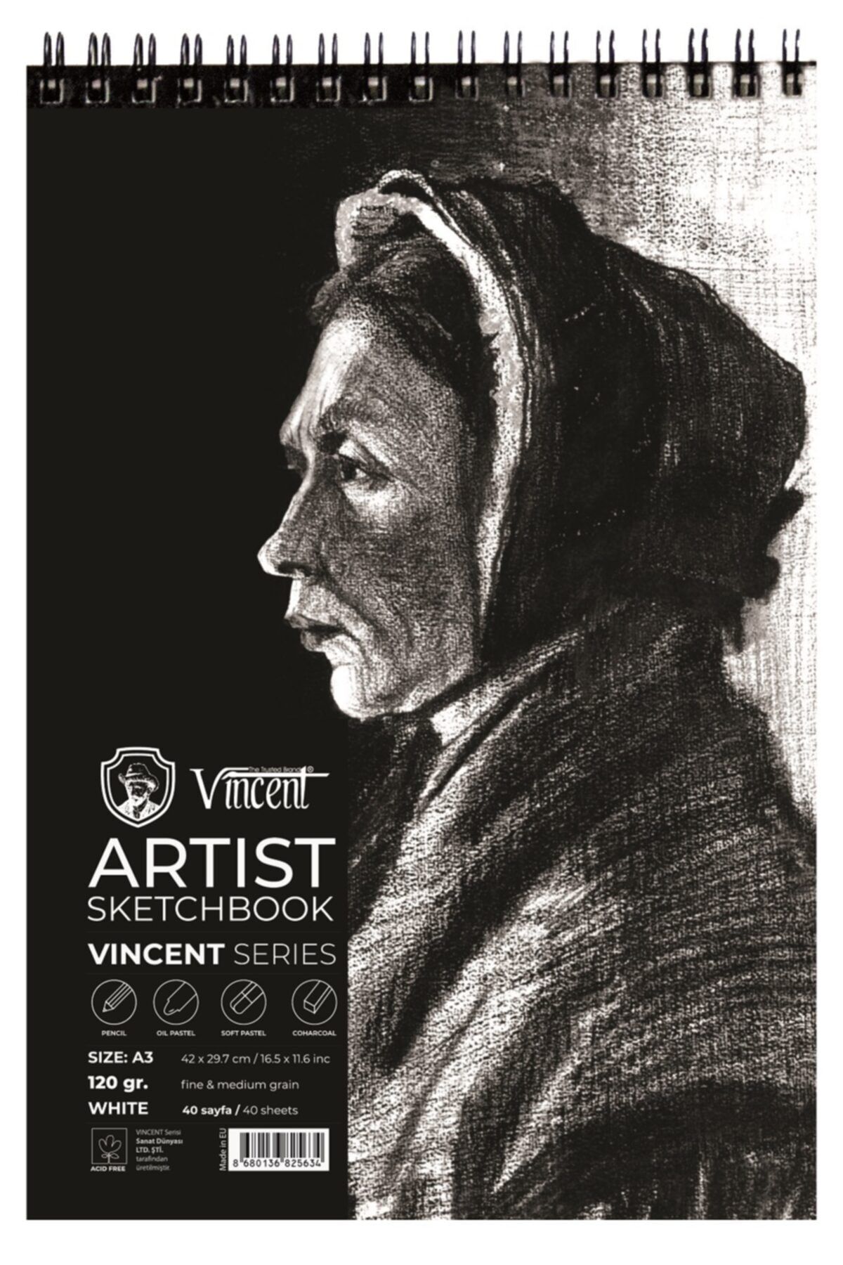 Vincent Vıncent Artıst Sketchbook 120gr A3 40 Sayfa Eskiz Defteri