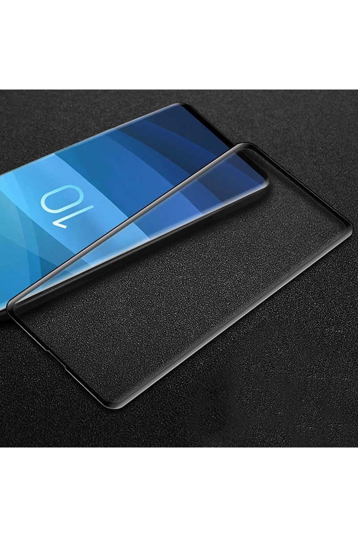 Samsung Galaxy S10e Kenarları Kırılmaya Dayanıklı Cam Ekran Koruyucu Siyah Renk