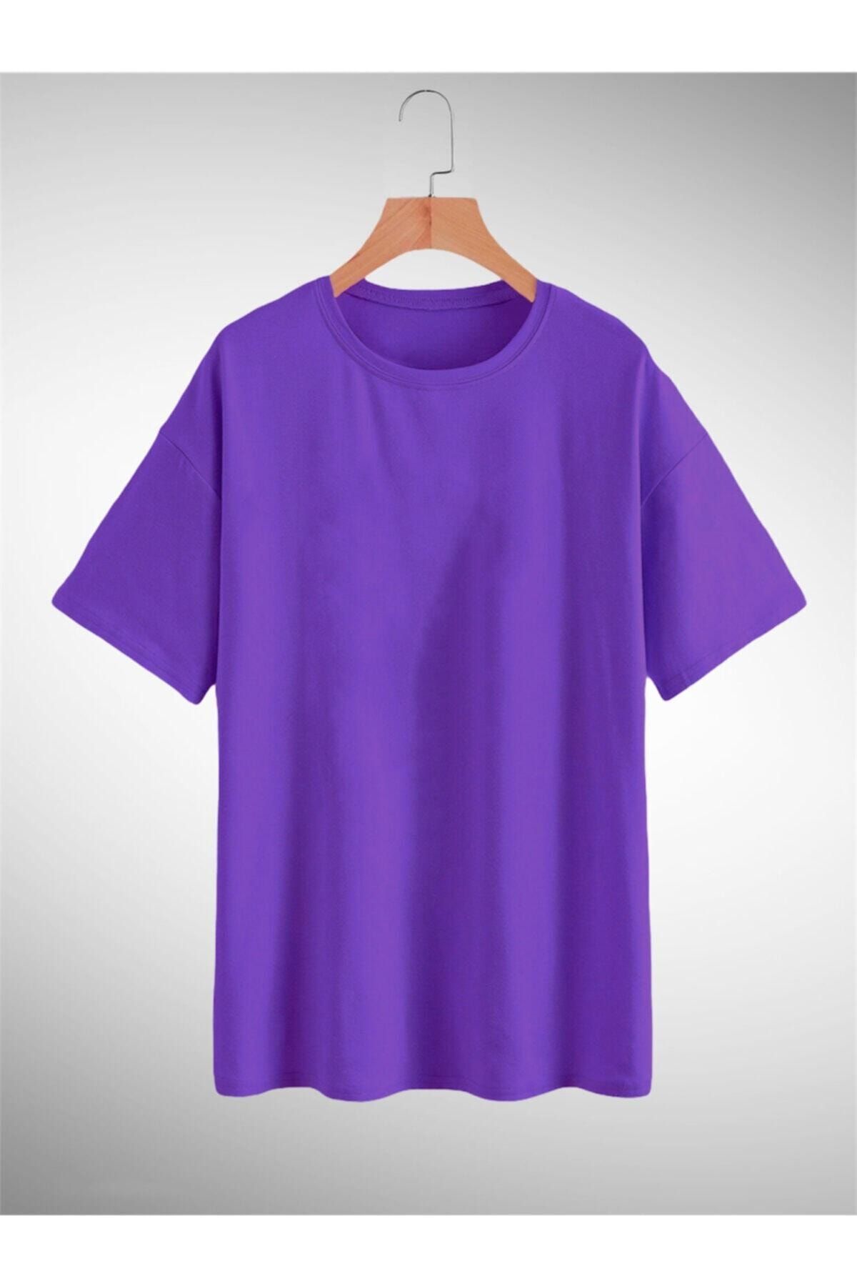 OkeanoX Unisex Mor Oversize Basic Tshirt