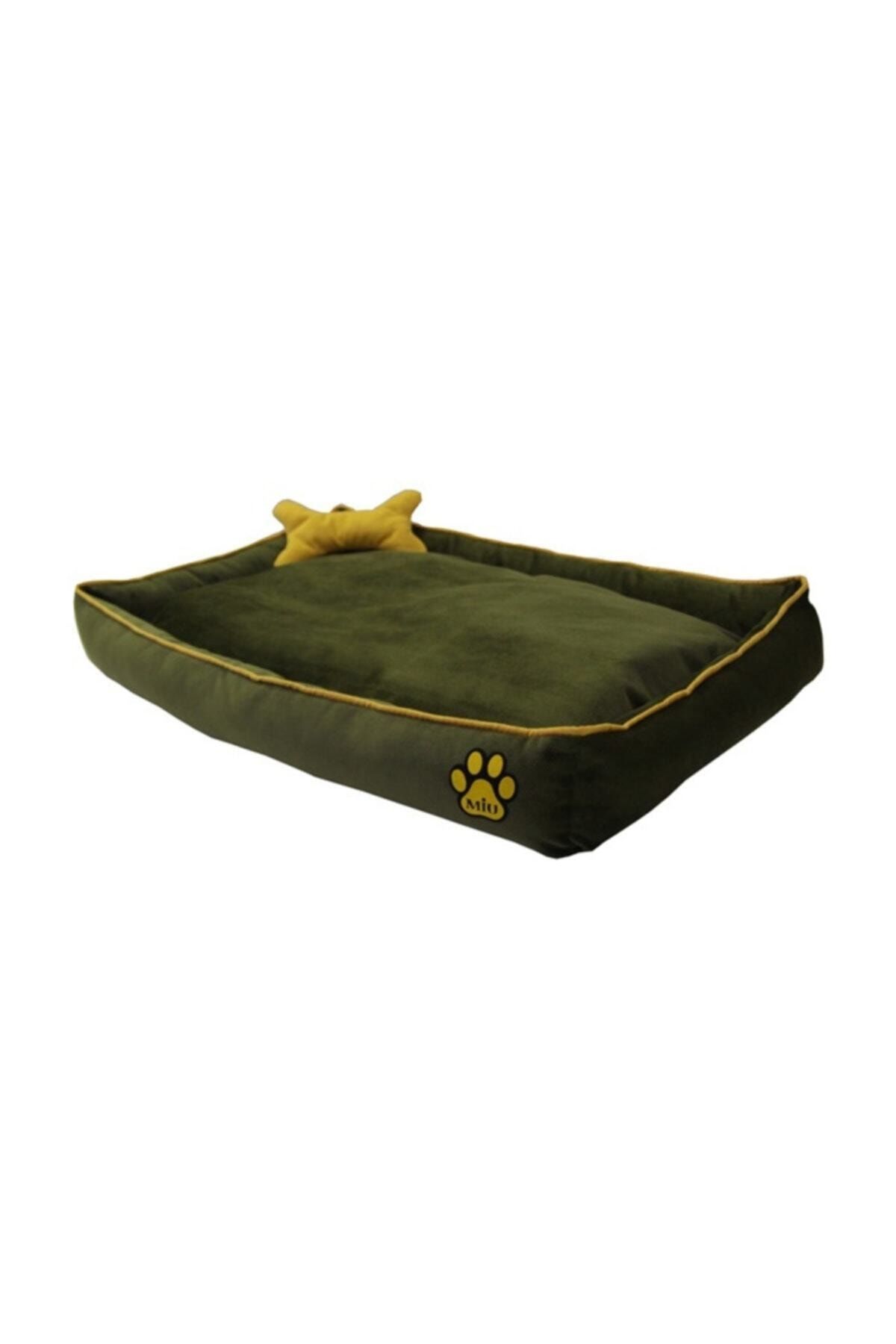 Miu Miu Miu Tay Tüyü Köpek Yatağı Kemik Yastıklı 10*40*60 Cm Yeşil Small