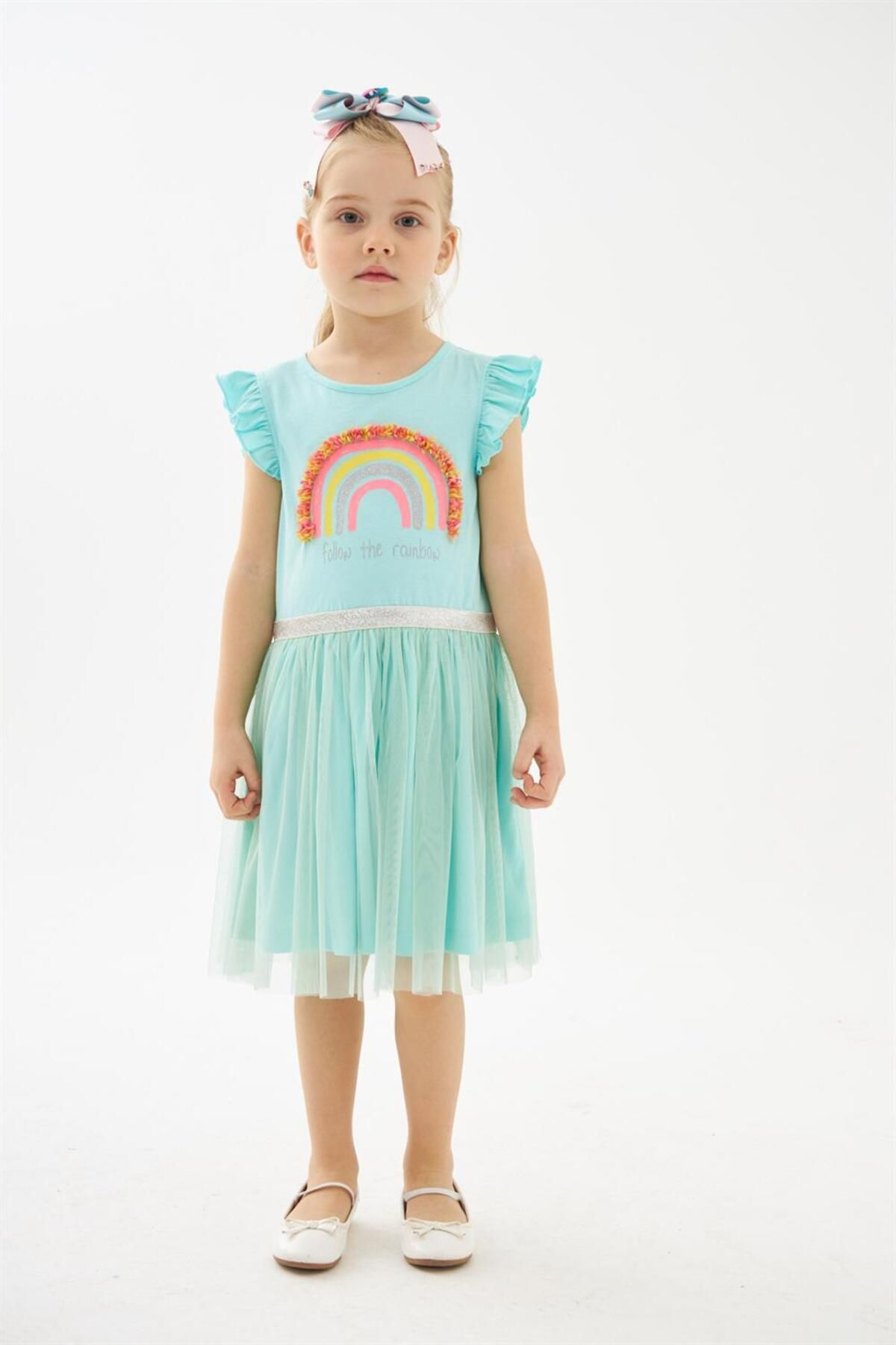 Silversun Kız Çocuk Mint Baskılı Tüllü Elbise - Ek 219196 |
