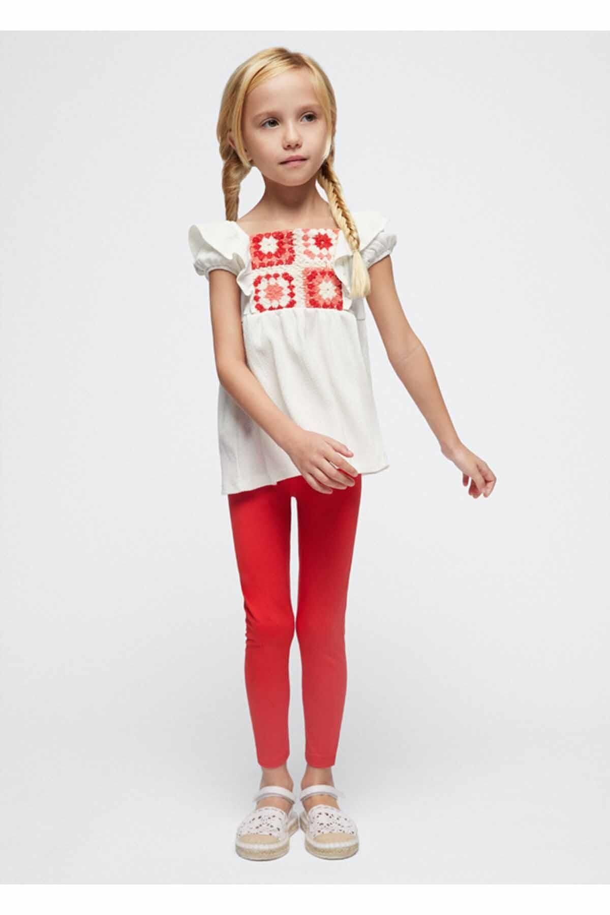 Mayoral Yazlık Kız Bluz Tayt Pantolon Set Kırmızı