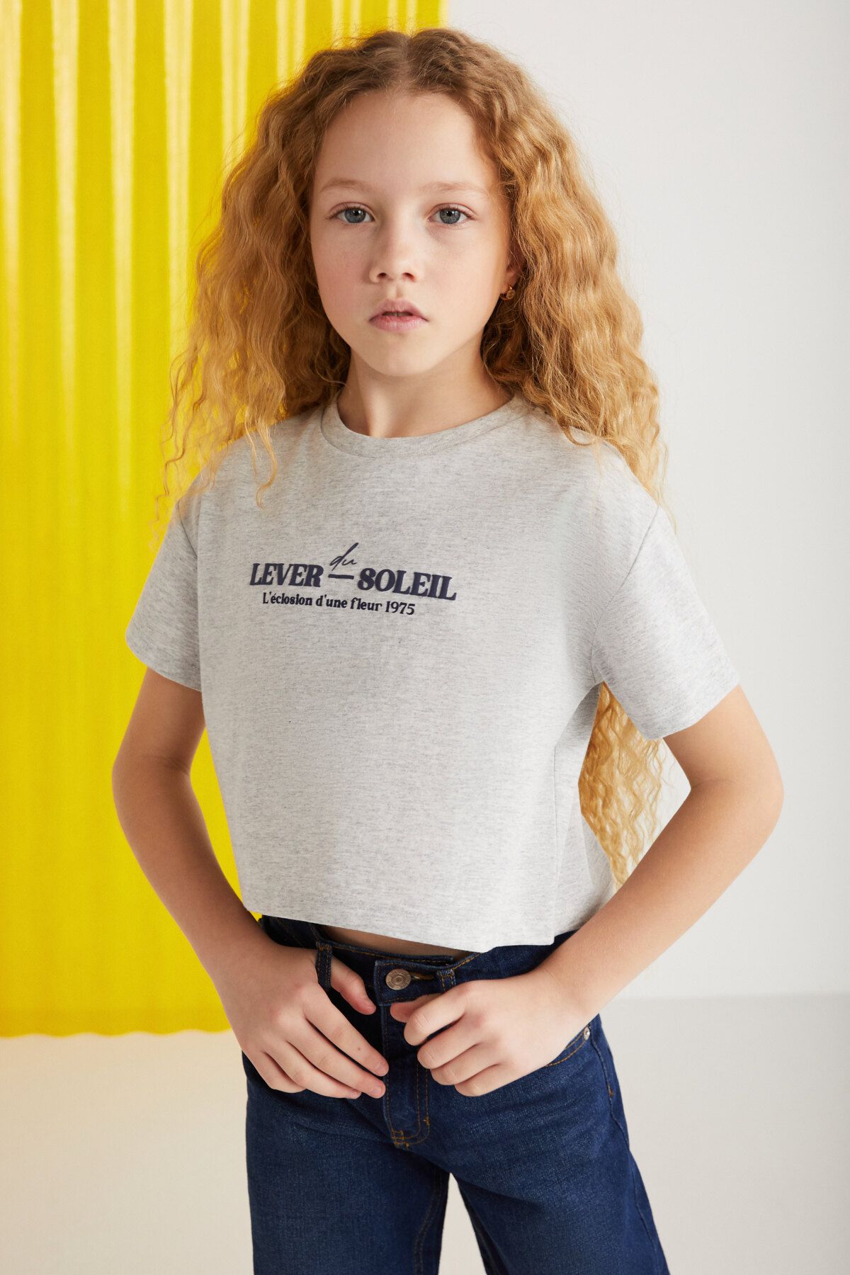 GRIMELANGE AGATE-GRM24025  100% pamuk baskılı  kısa kollu kız çocuk t-shirt Grimelanj T-Shirt