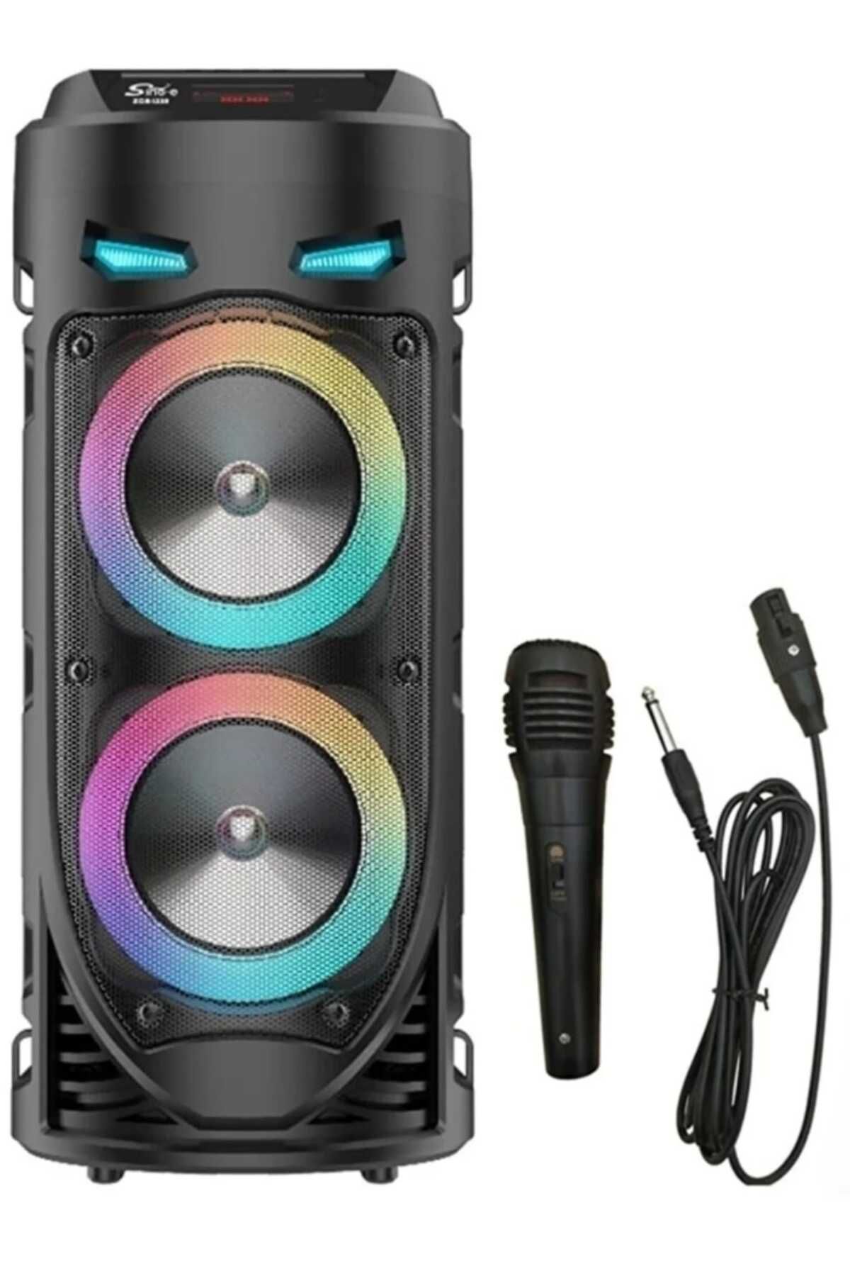 JUNGLEE Karaoke Mikrofonlu Bluetooth Hoparlör Led Işıklı Fm Radyolu Taşınabilir Kablosuz Speaker