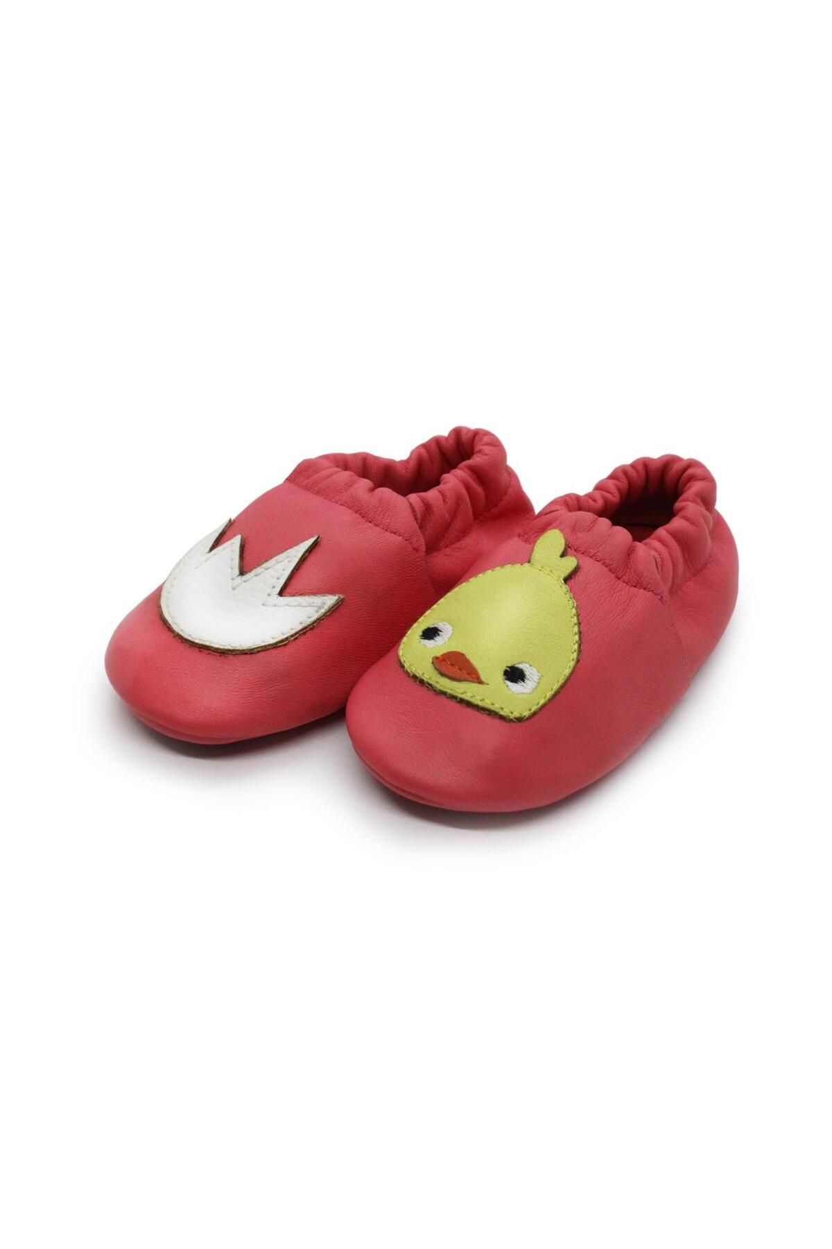 Dudino Kırmızı Erkek Soft Walk Desenli Deri Bebek İlk Adım Ayakkabısı