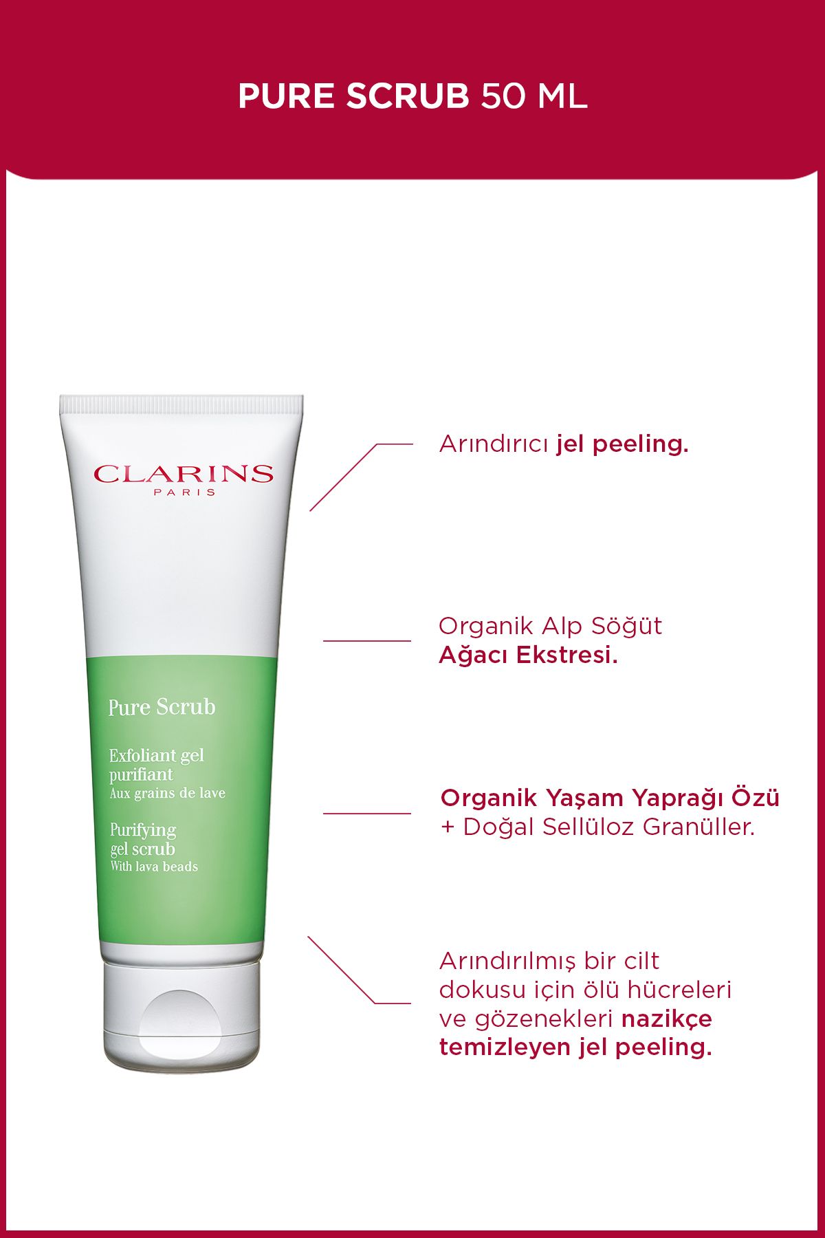 Clarins Pure Scrub 50 ml Arındırıcı Jel Peeling