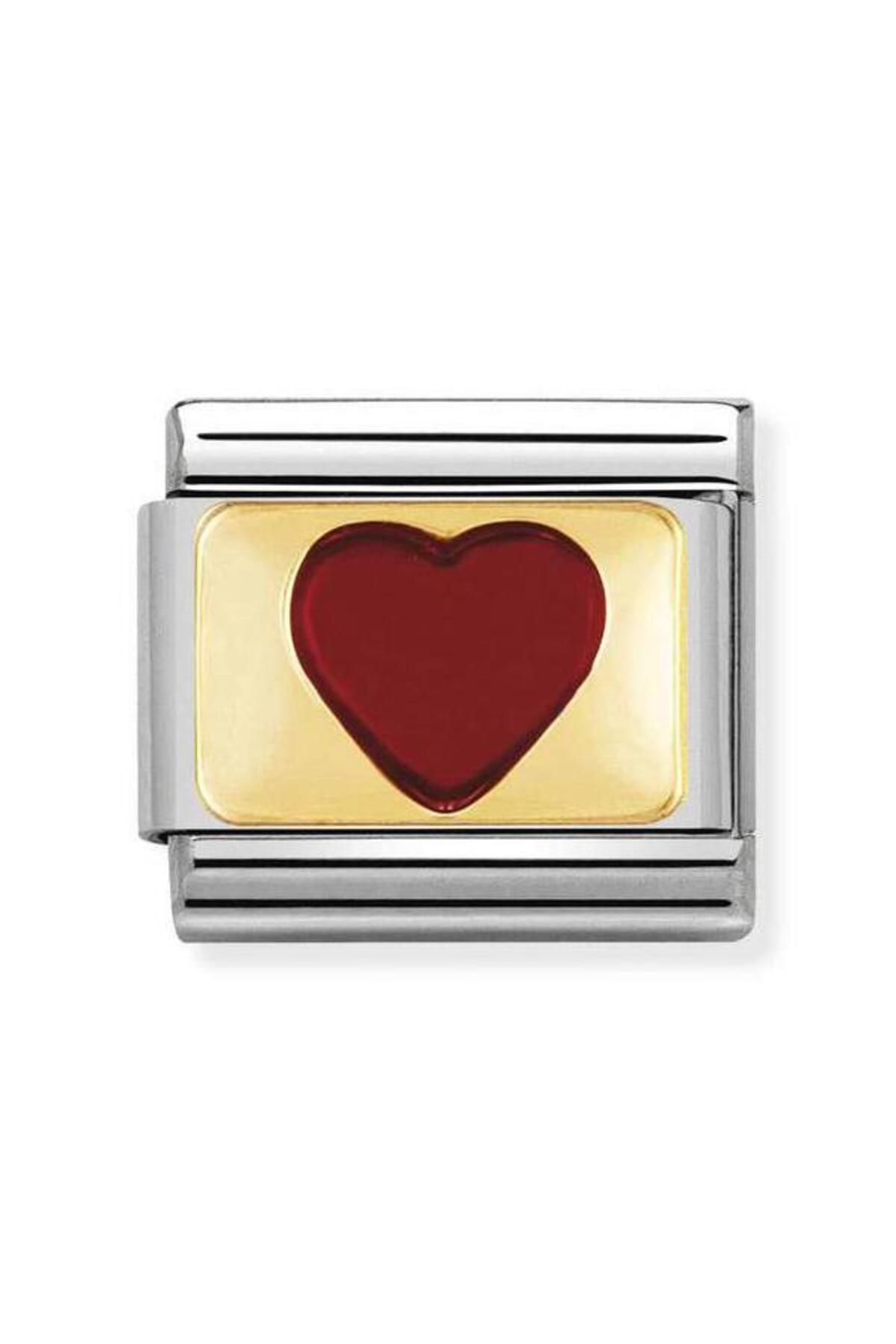 NOMİNATİON Composable Classic Plates Steel Enamel And 18k Gold Red Heart