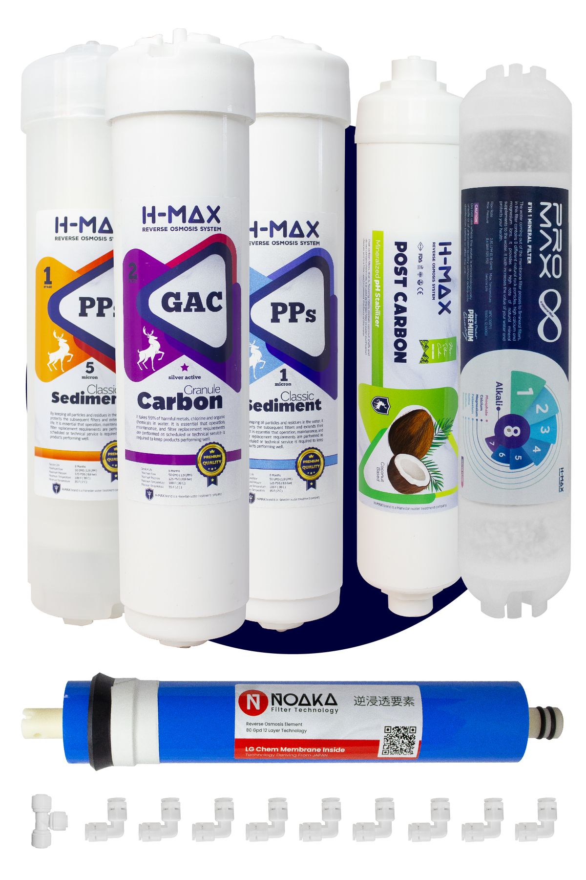 H-MAX Reverse Osmosis System H-max Lg Membranlı Kapalı Kasa Su Arıtma Cihazı 6'lı Filtre Seti - 0058