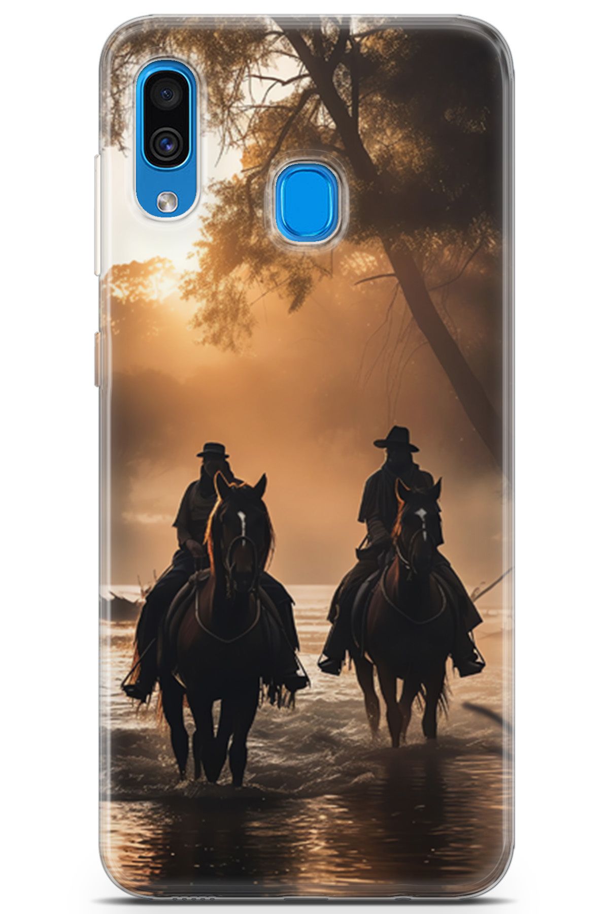 MİRAKSESUAR Samsung Galaxy A20 uyumlu Derfu 12 Fit Baskılı Vahşi Batı Nehir