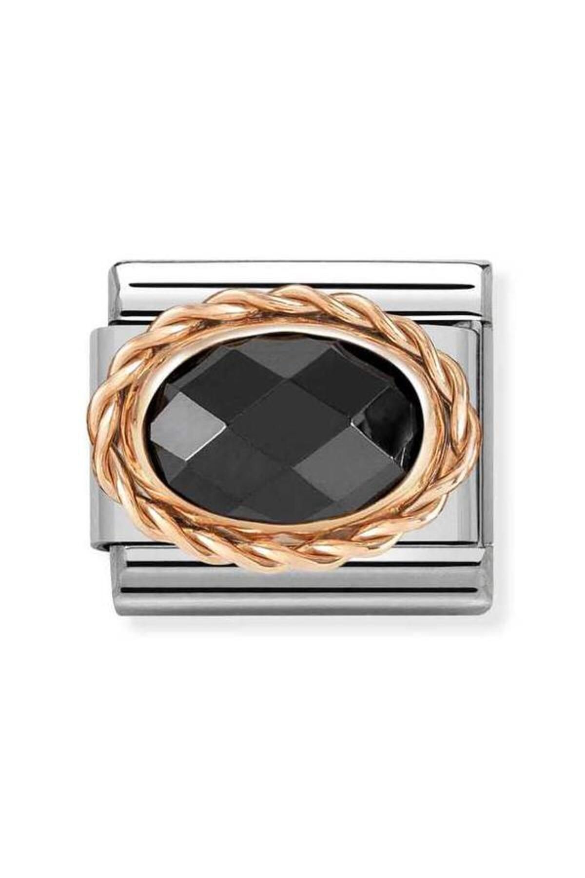 NOMİNATİON Composable Classic Oval Faceted Wıth Rıch Settıng In Steel And 375 Gold (011_black)