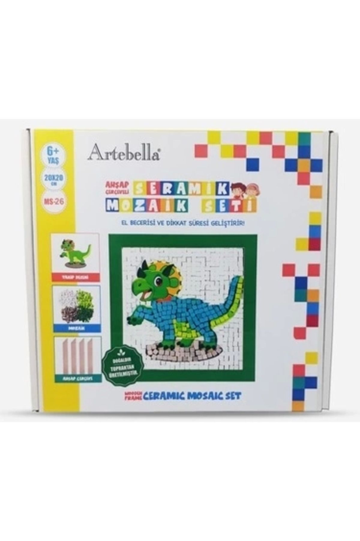 Artebella 26 I Çocuk Ahşap Çerçeveli Seramik Mozaik Set 20x20 Cm
