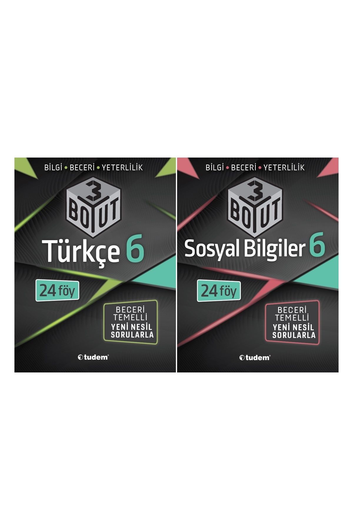 Tudem Yayınları Tudem 6. Sınıf Türkçe + Sosyal Bilgiler 3 Boyut + Beceri Soru Seti 4 Kitap 2023