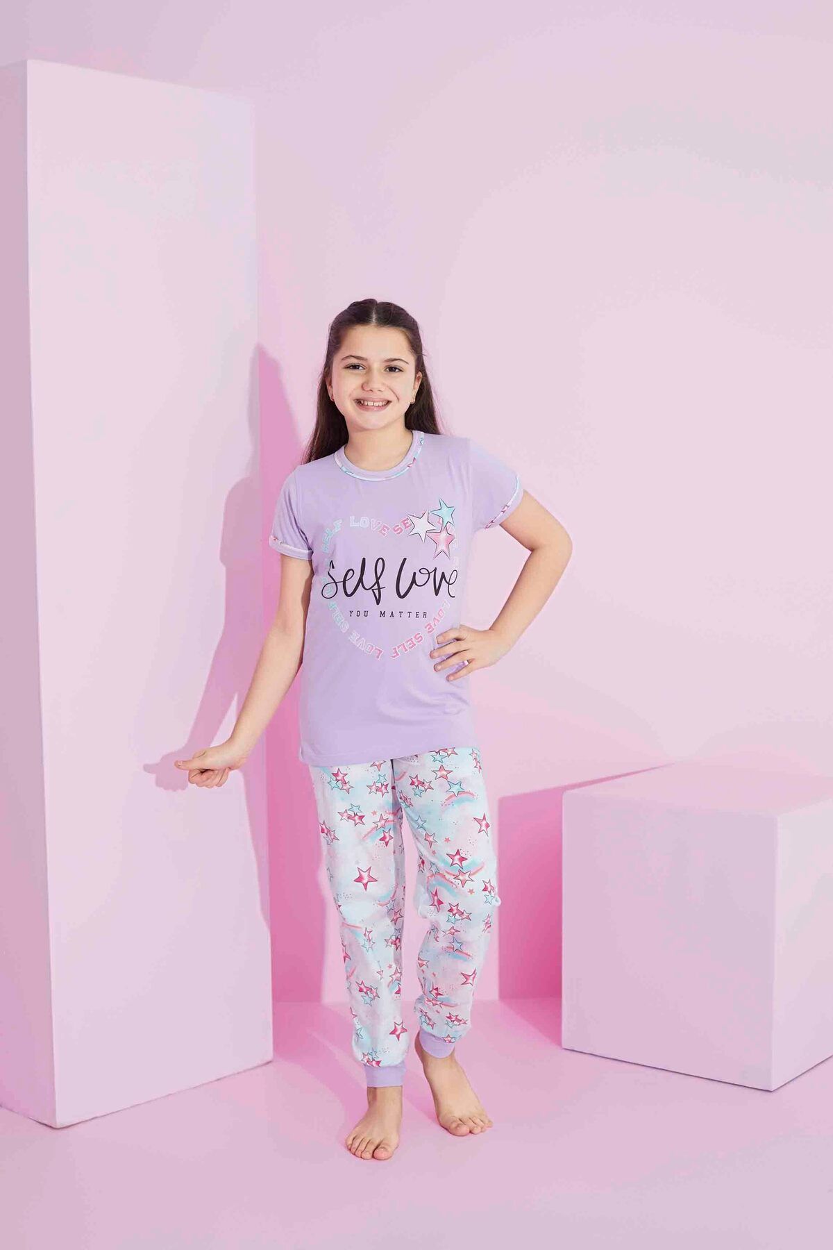 Tarık Kız Çocuk Pamuklu Kısa Kol Pijama Takımı