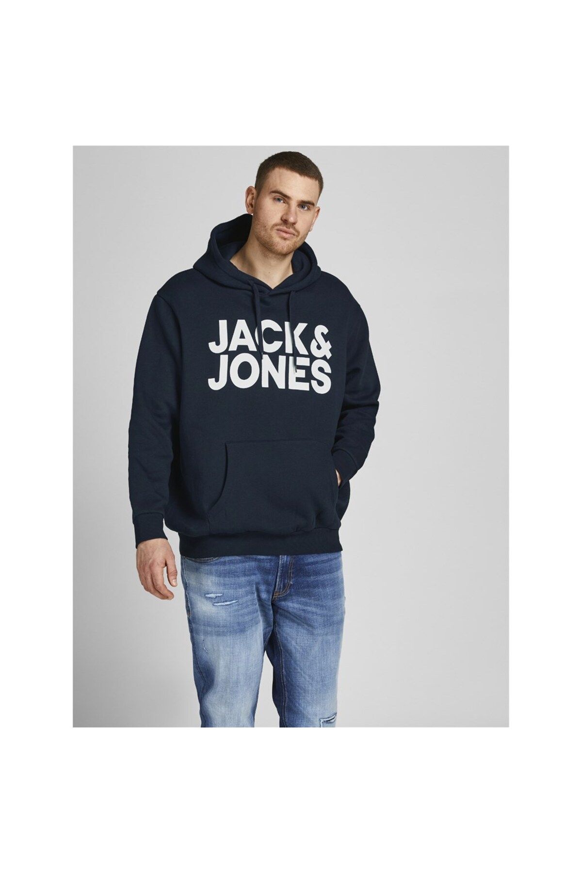 Jack & Jones Jack&jones Plus Kapüşonlu Büyük Beden Lacivert Erkek Sweatshirt 12163777