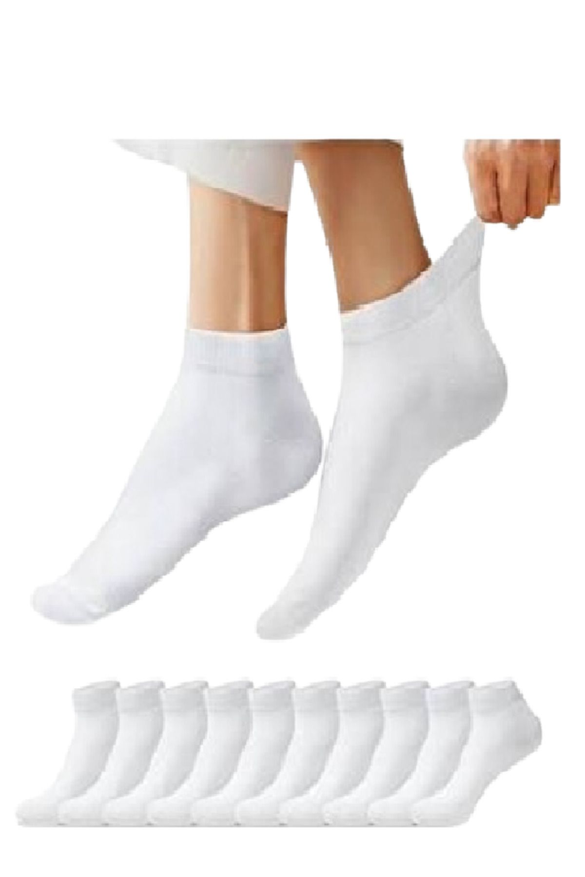 AYZ SOCKS 8 Çift Ekonomik Beyaz Patik Çorap