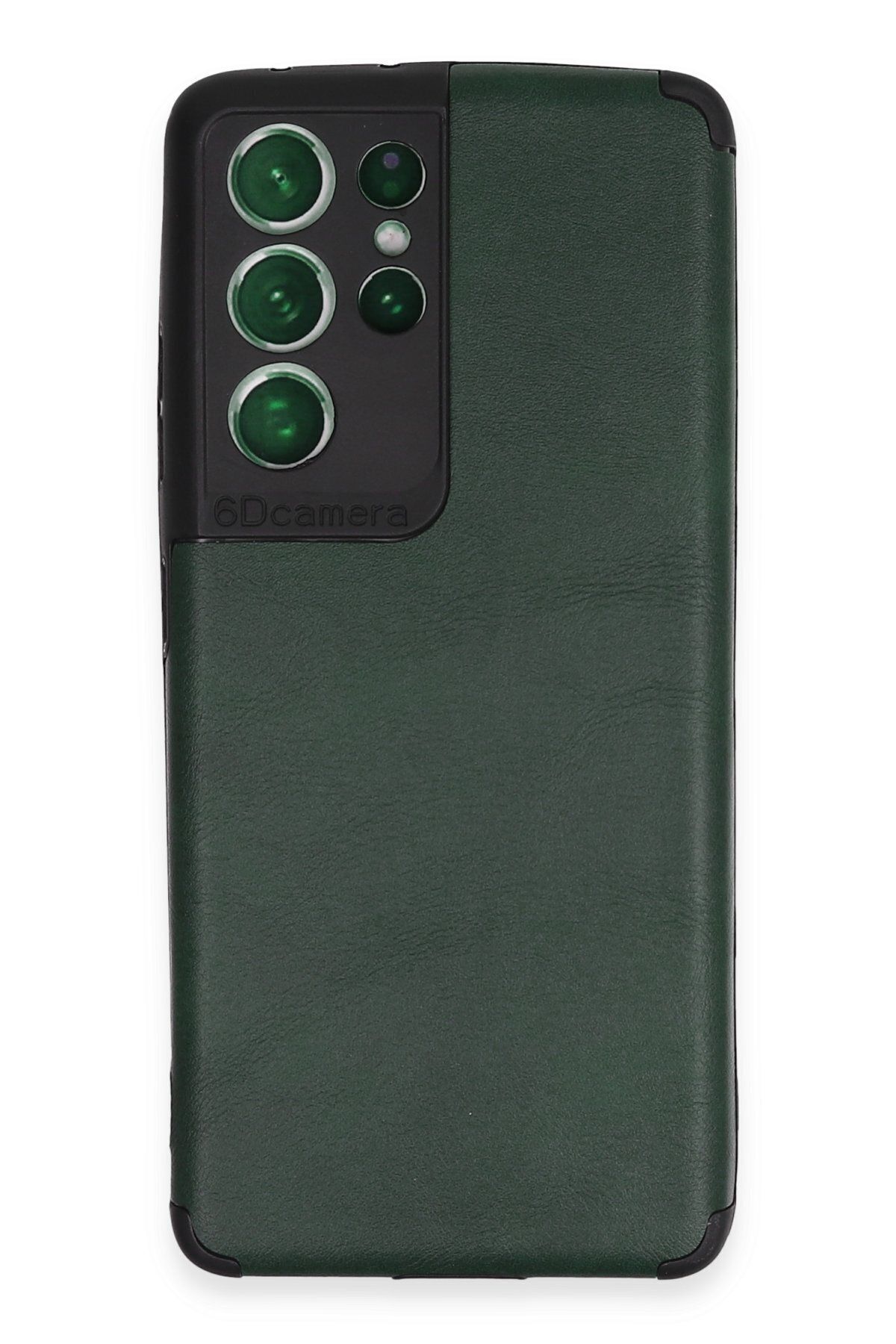 cepmoda Samsung Galaxy S21 Ultra Telefon Kılıfı - Darbe Korumalı ANTİ-ŞOK Deri Kapak - Yeşil