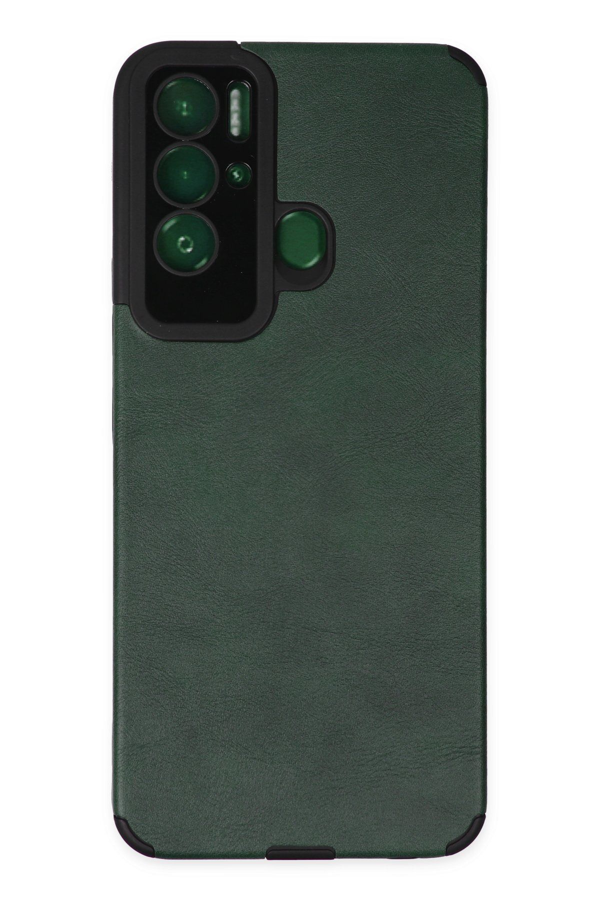NewFace Tecno POVA NEO Telefon Kılıfı - Deri Tasarımlı Kamera Korumalı Kapak - Yeşil