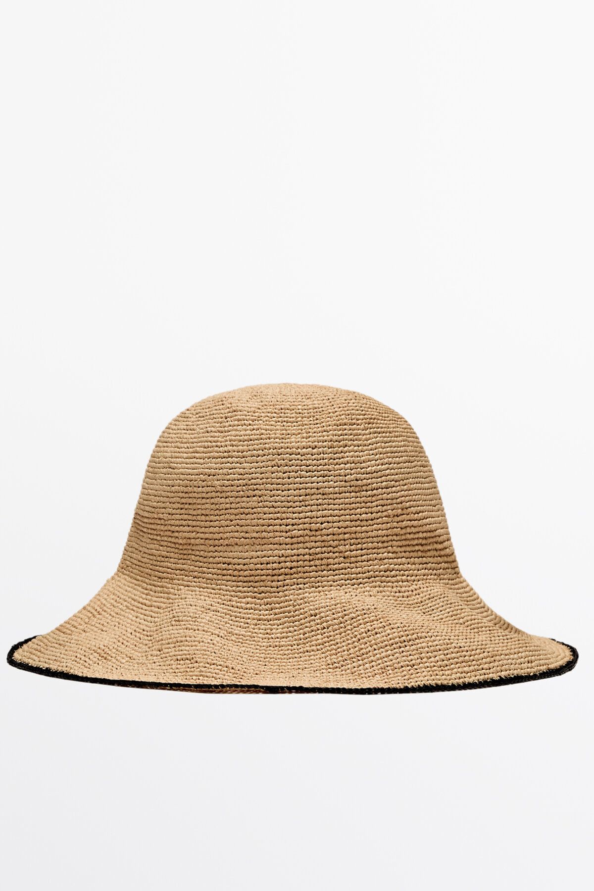 Massimo Dutti Kontrast kenarlı rafya şapka