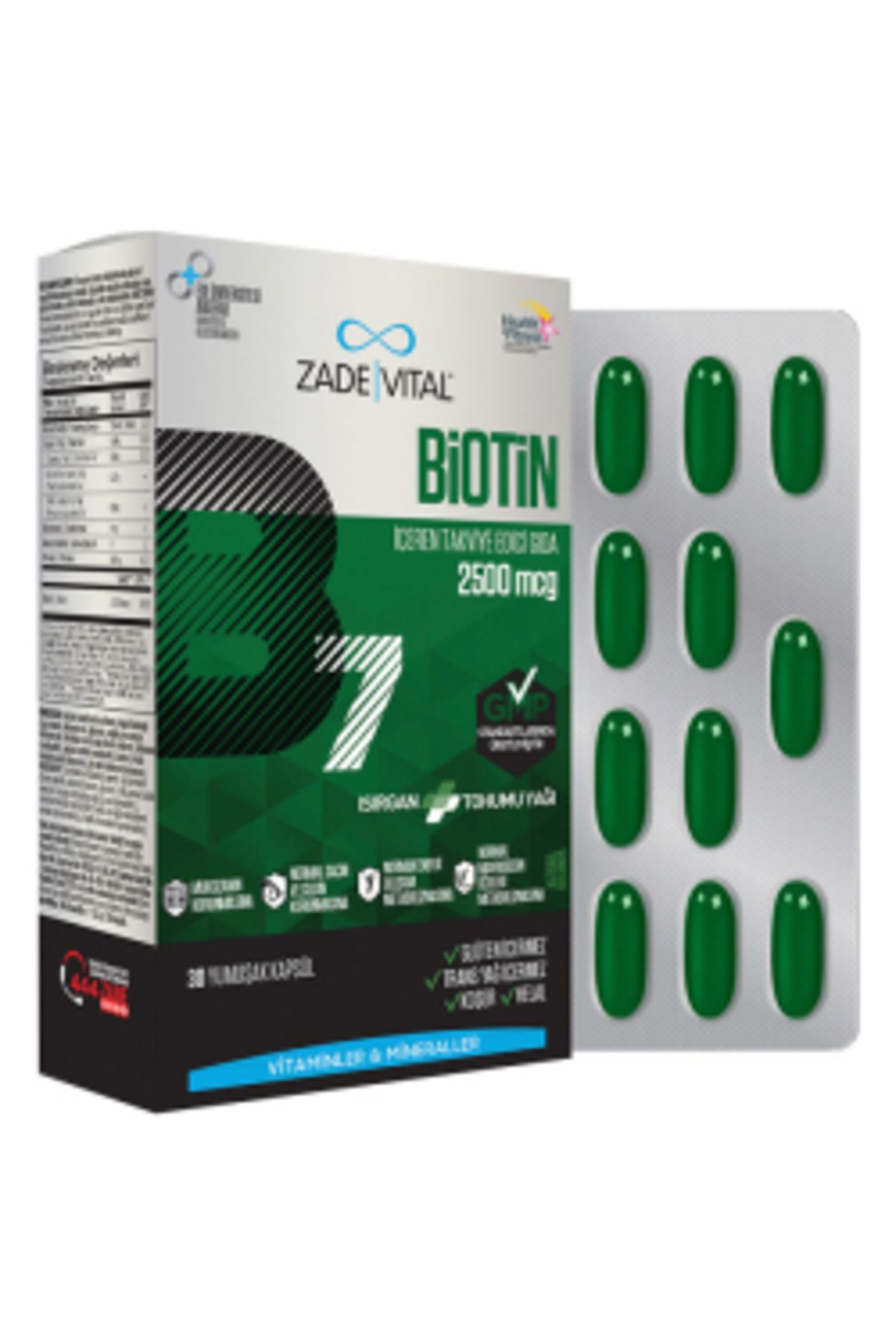 Zade Vital Biotin 2500 Mcg 30 Kapsül ( 1 ADET )