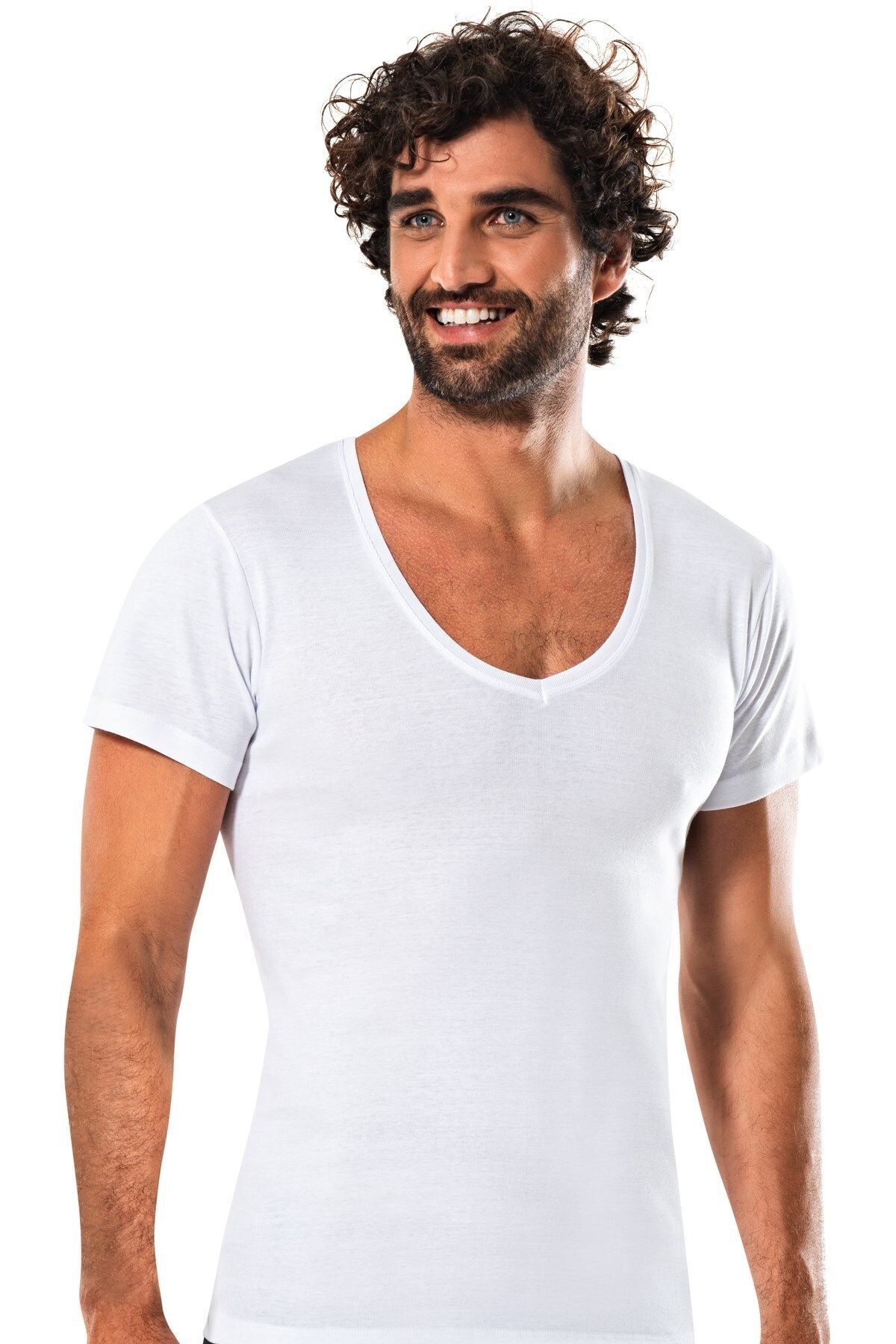 ERDEM İÇ GİYİM Erdem Beyaz Derin V Yaka T-shirt 1129