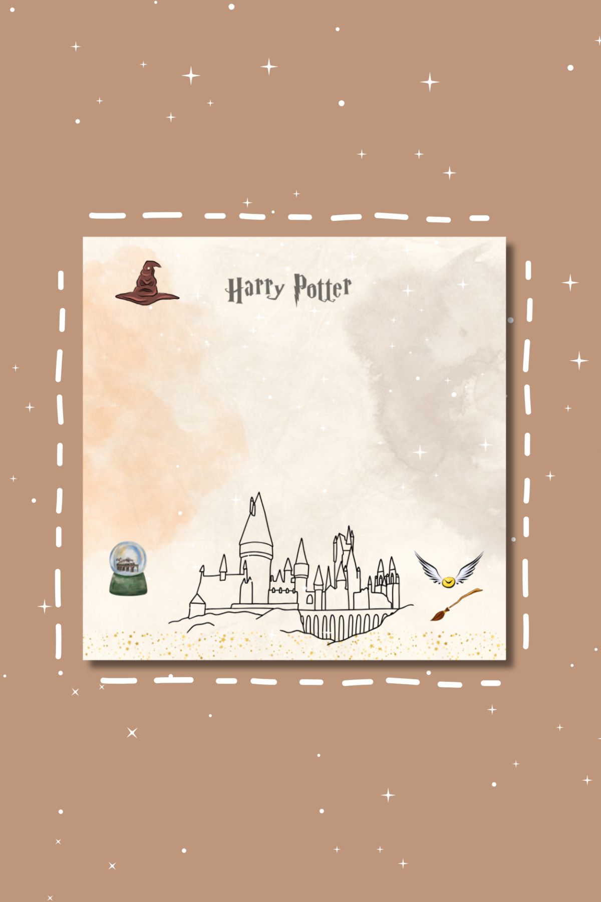 PastelSanat 10x10 cm Harry Potter Nostalji Not Defteri Not Kağıdı Bloknot