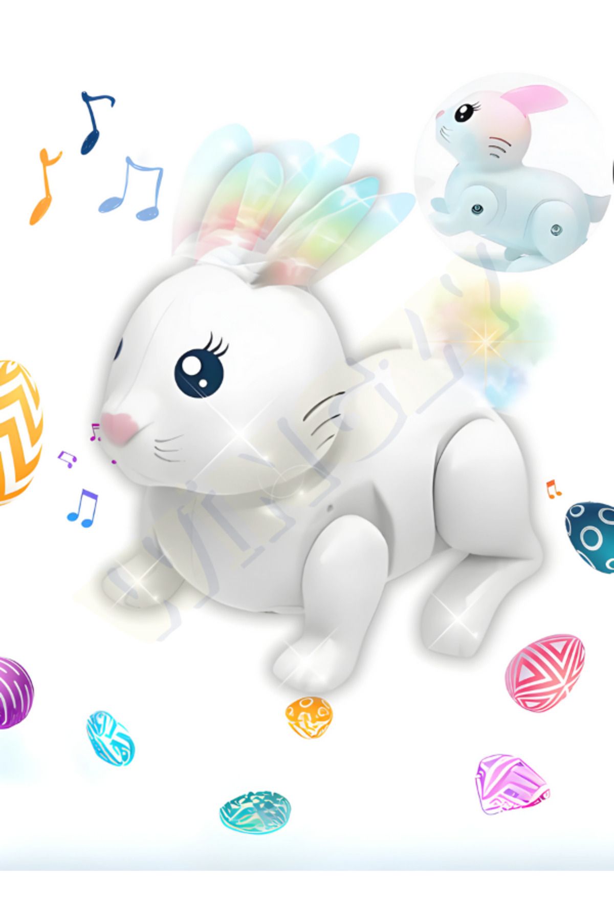 Wingzy Sesli Işıklı Hareketli Tavşan Hareketli Kuyruk Ve Kulaklar, Oyuncak Tavşan (BEYAZ)