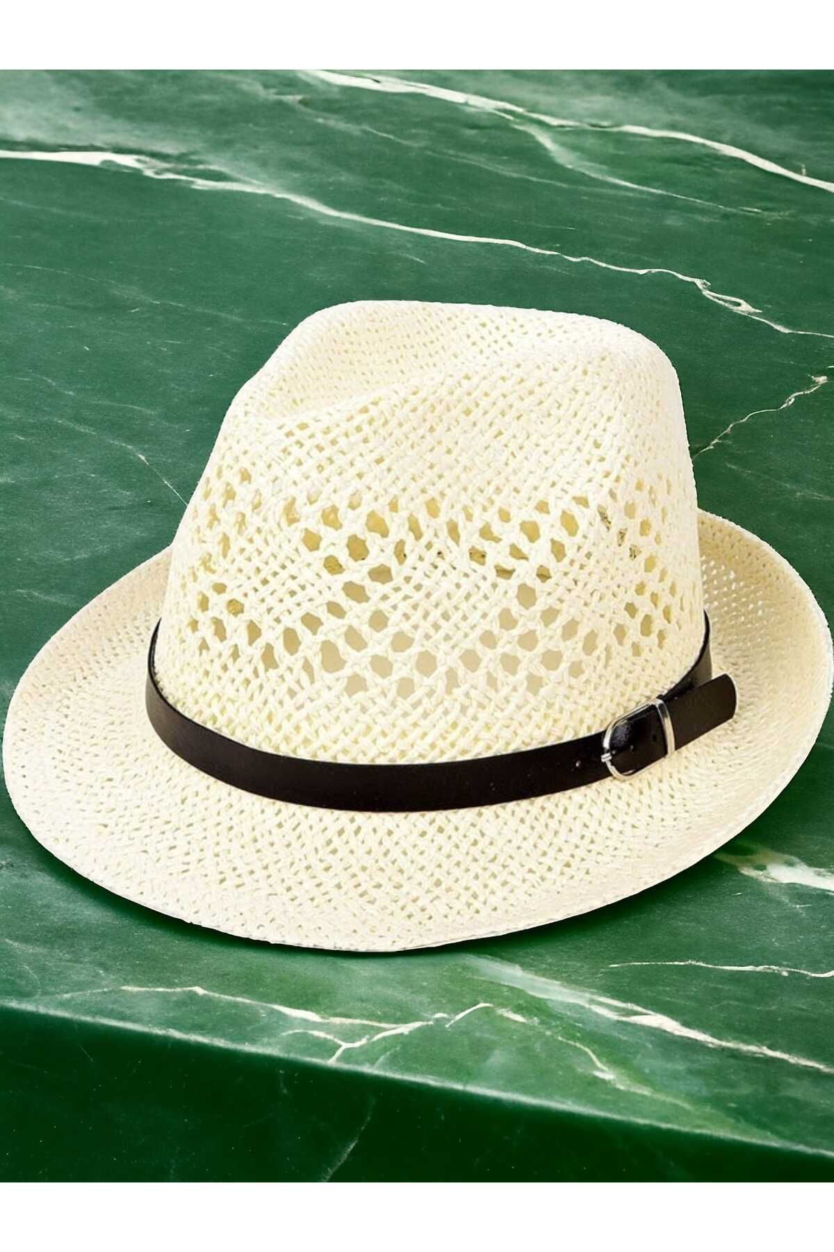 Mood Agenda Unisex Yazlık Organik Örme Tokalı Hasır Fötr Şapka