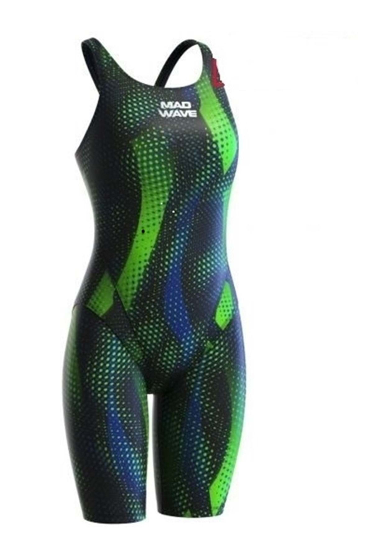 Mad Wave Kadın Yarış Mayosu Open Back Swimsuit Bod - Yeşil - Xxxs