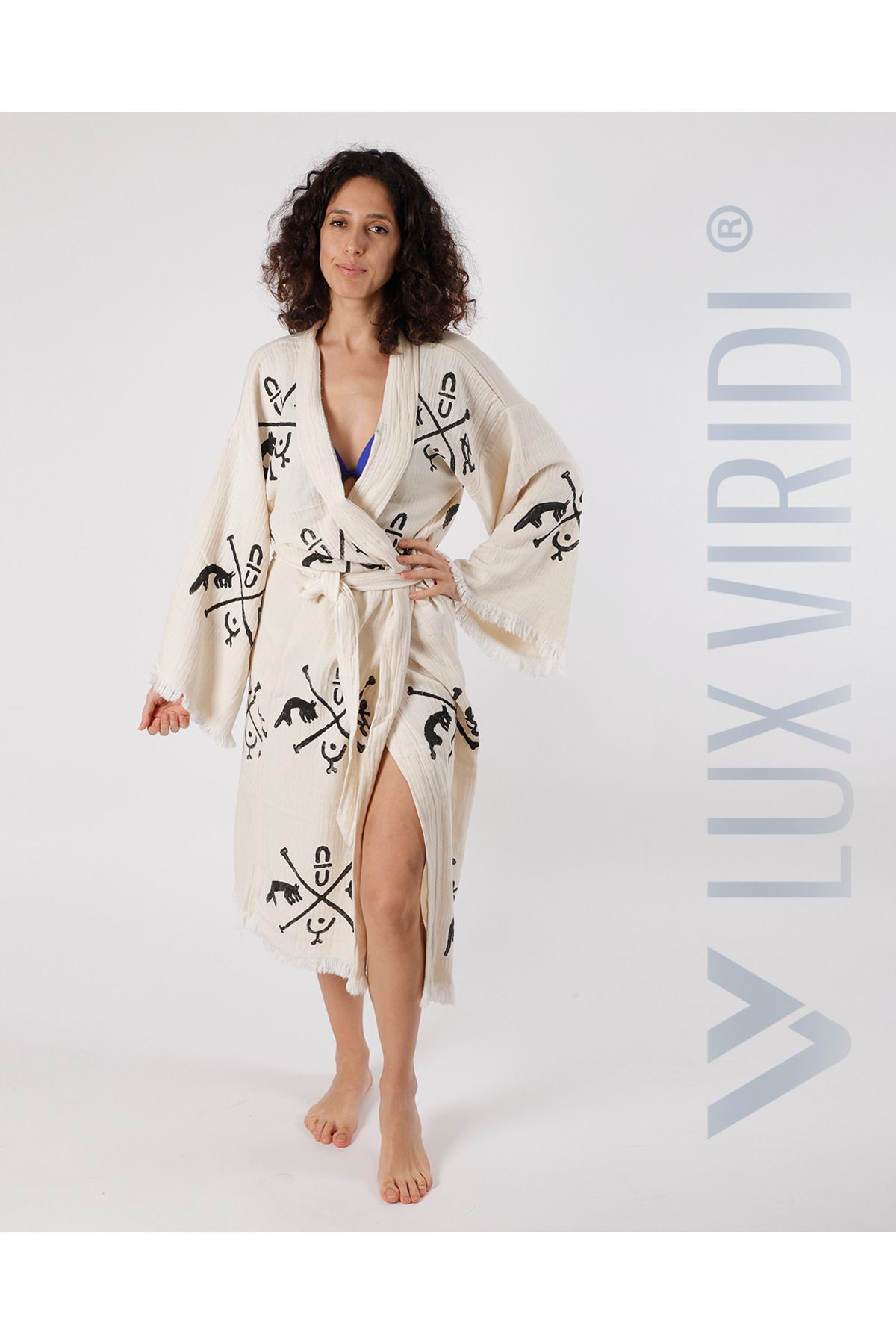 Lux Viridi Antik Kimono Kaftan Göbeklitepe Motif