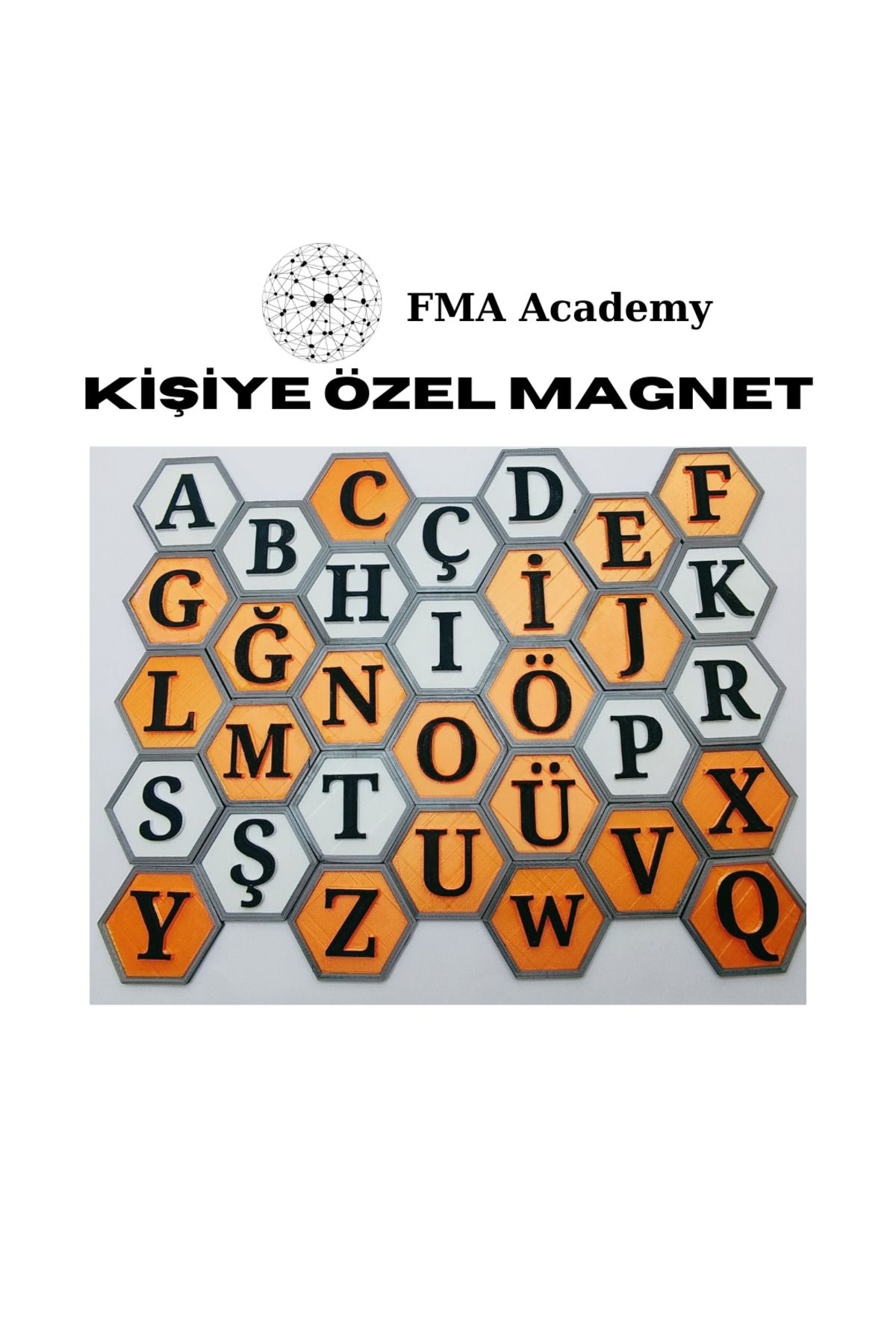 FMA Academy Kişiye Özel Magnet 10 Harf + 1 adet Kalp