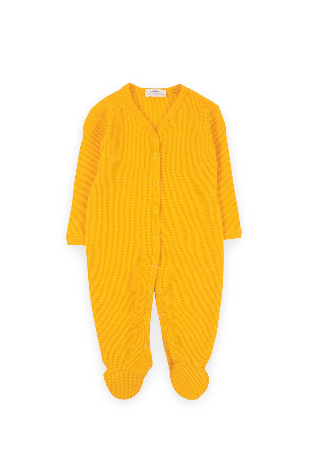 Bubuga Kız Bebek %100 Pamuk Waffle Kumaş Sarı Renk Bebek Uyku Tulumu