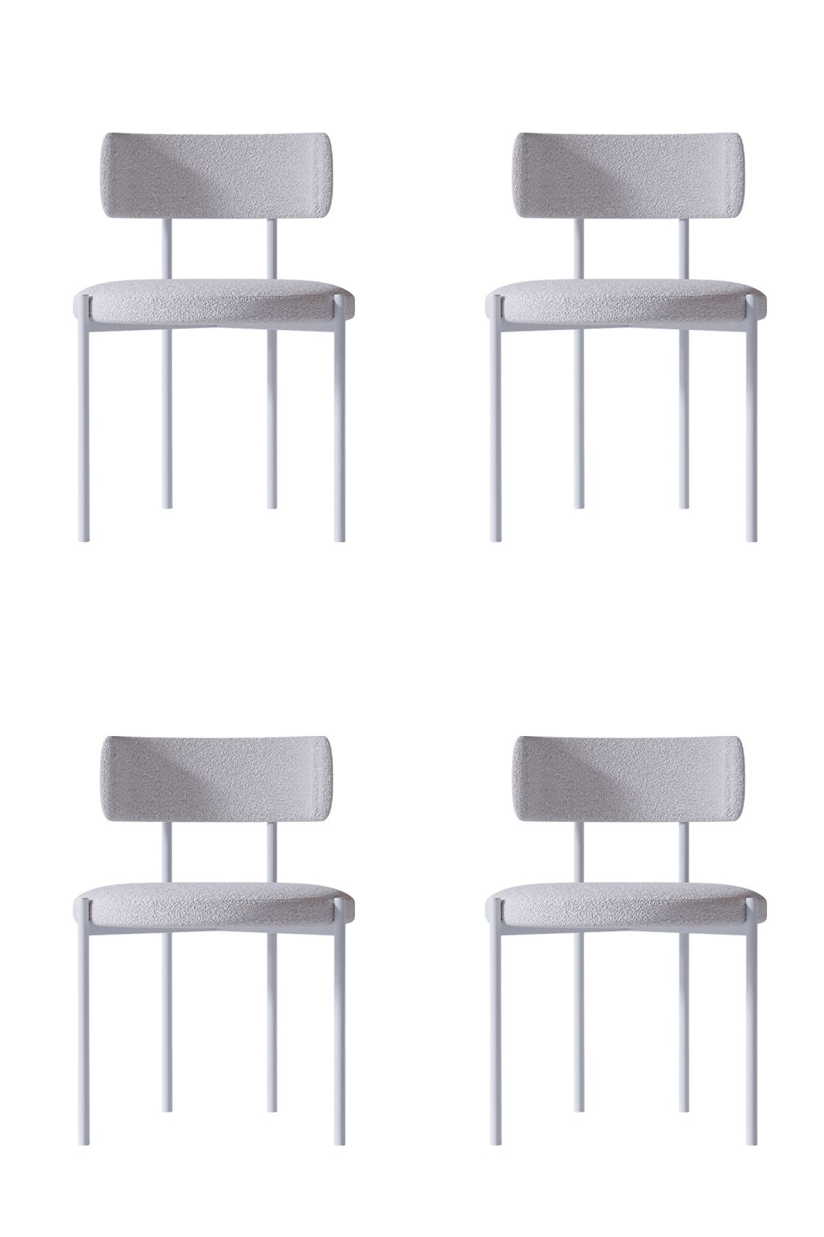 Avvio Vilza 4'LÜ Beyaz Yemek Odası  Mutfak Masası Sandalyesi Cafe Makyaj Sandalyesi (TEDDY SANDALYE)