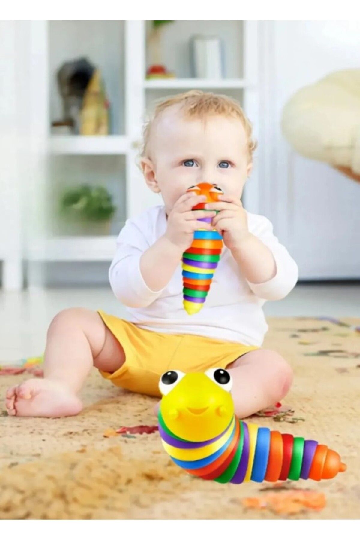 KİNG VEGAS TİCARET Söktak Eğlenceli, Stres ve Anksiyete Giderici Montessori Tırtıl Oyuncağı Renkli