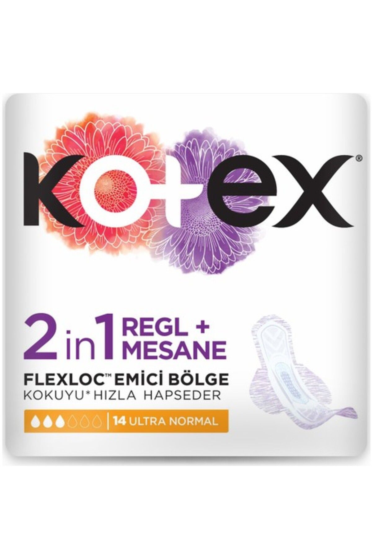 Kotex 2 In 1 Regl Mesane Ultra Normal Ped 14'lü