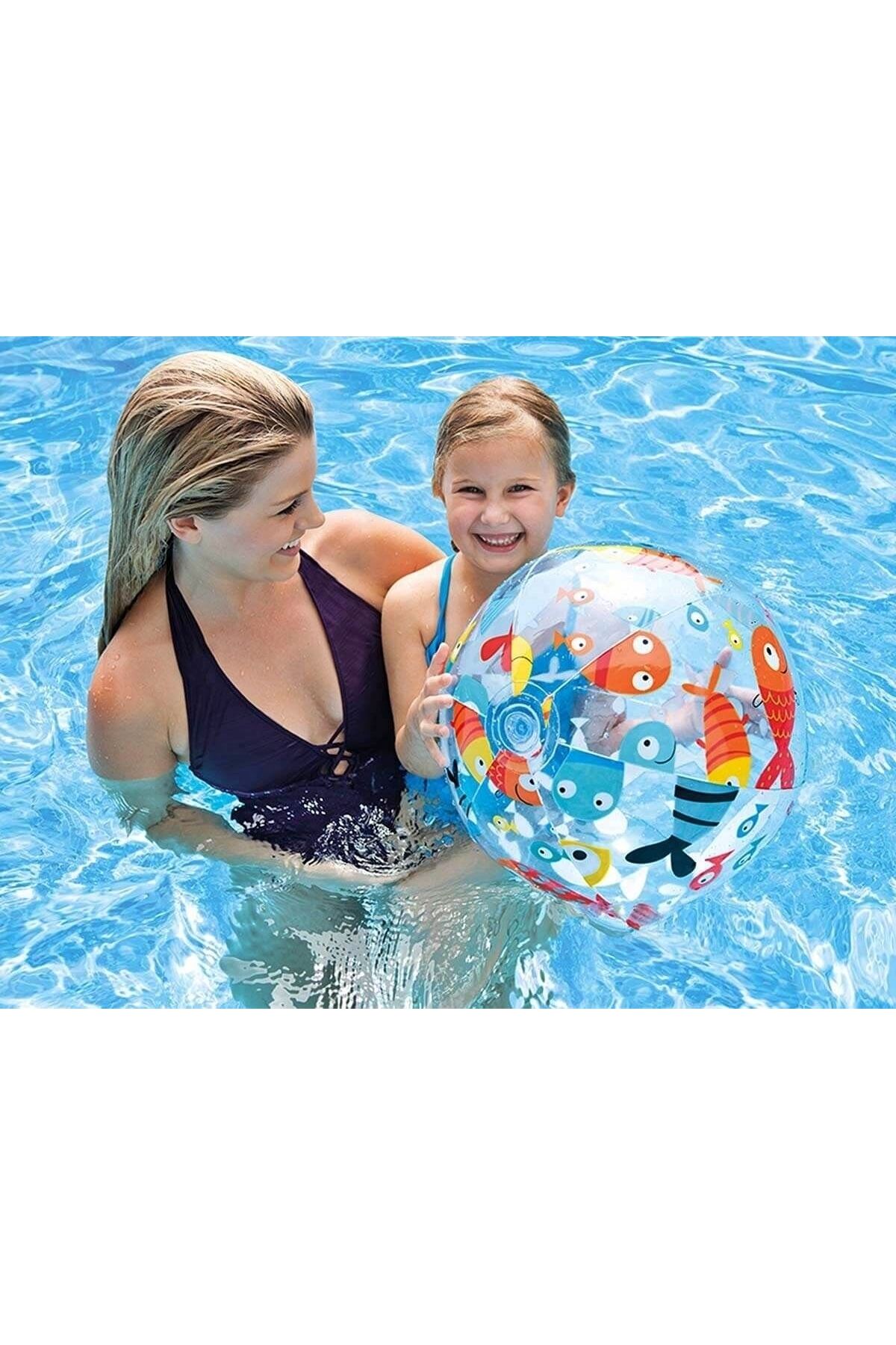 Intex Şişme Deniz Topu - Balık Desenli Havuz Topu - Çocuk Bahçe Oyun Topu - Sahil Topu Balık Figürlü 51 cm