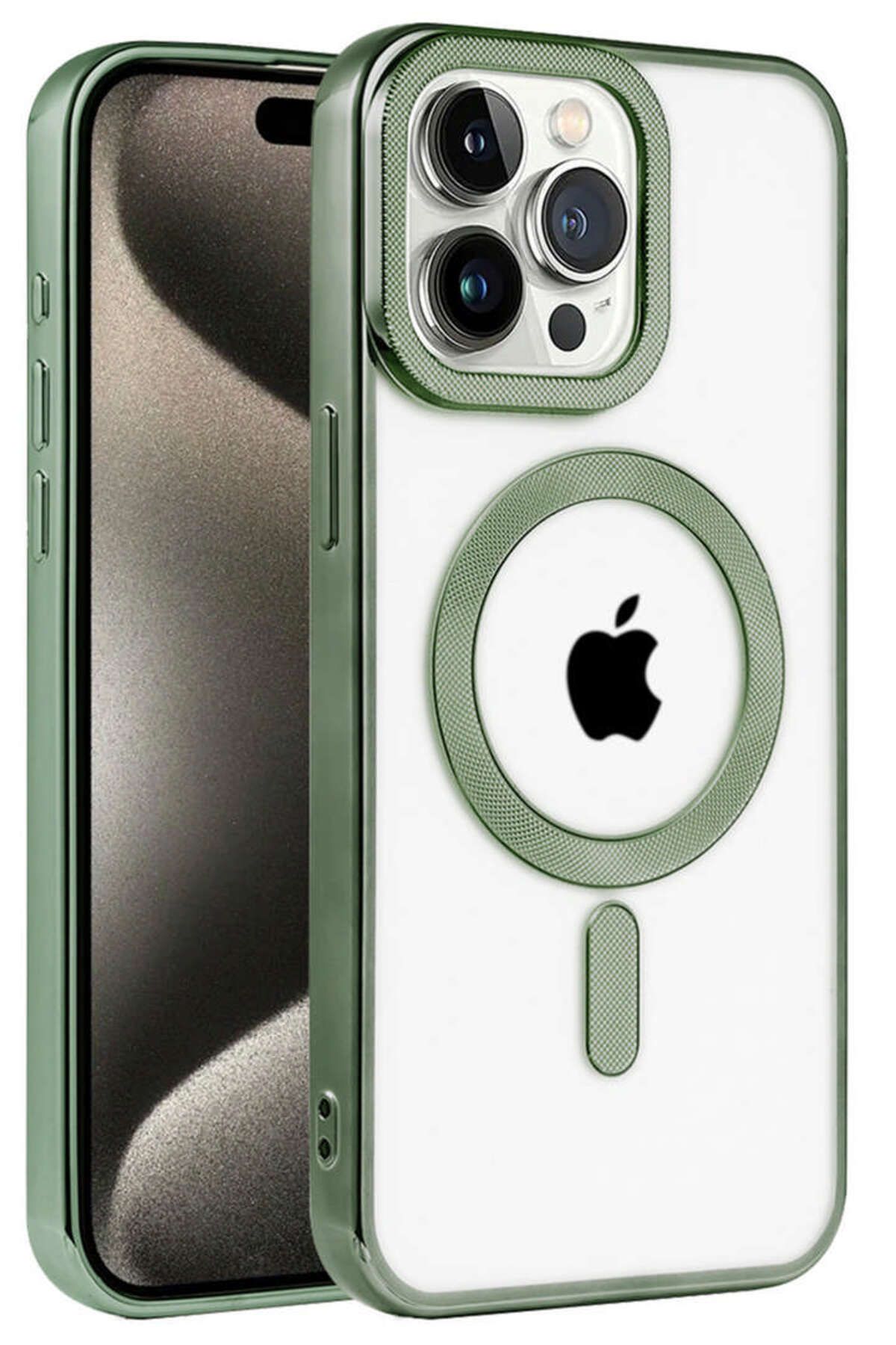 NewFace iPhone 14 Pro Max Kılıf Kronos Magsafe Kapak - Koyu Yeşil 337108