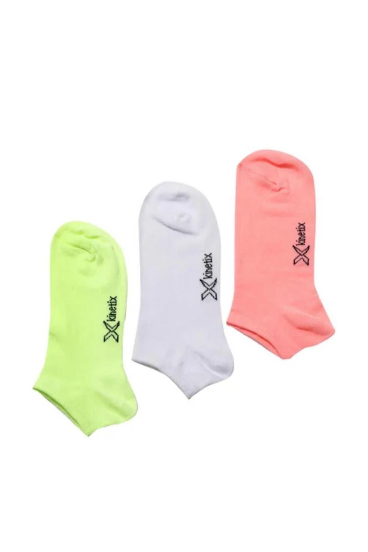 Kinetix Tanya 36/40 Kadın Pembe-yeşil-beyaz 3 Lü Patik Çorap